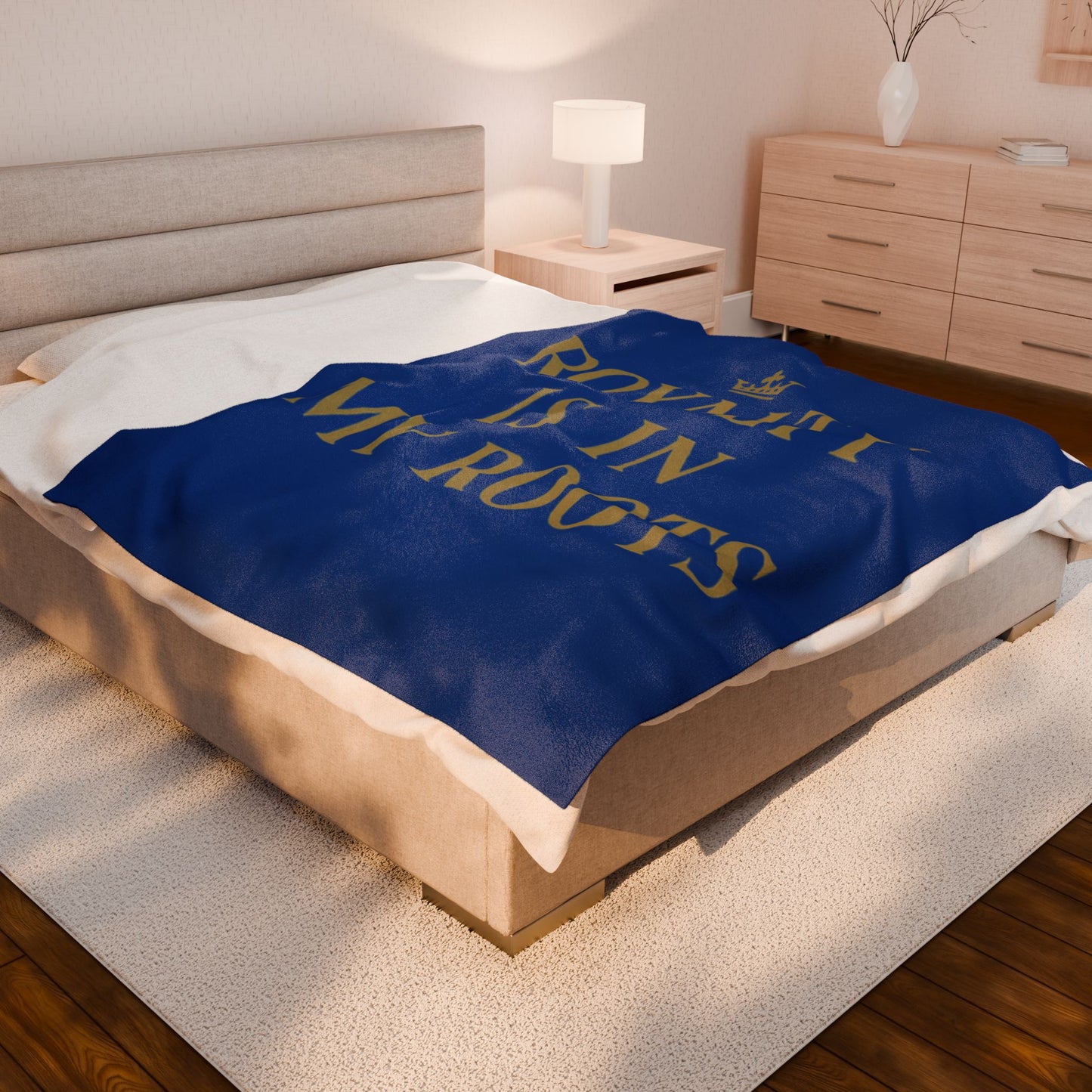 Royalty Is In My Roots Velveteen Plush Blanket, Cozy Throw, Home Warmth, Gift for Royalty Lovers, Royal Blue Decor