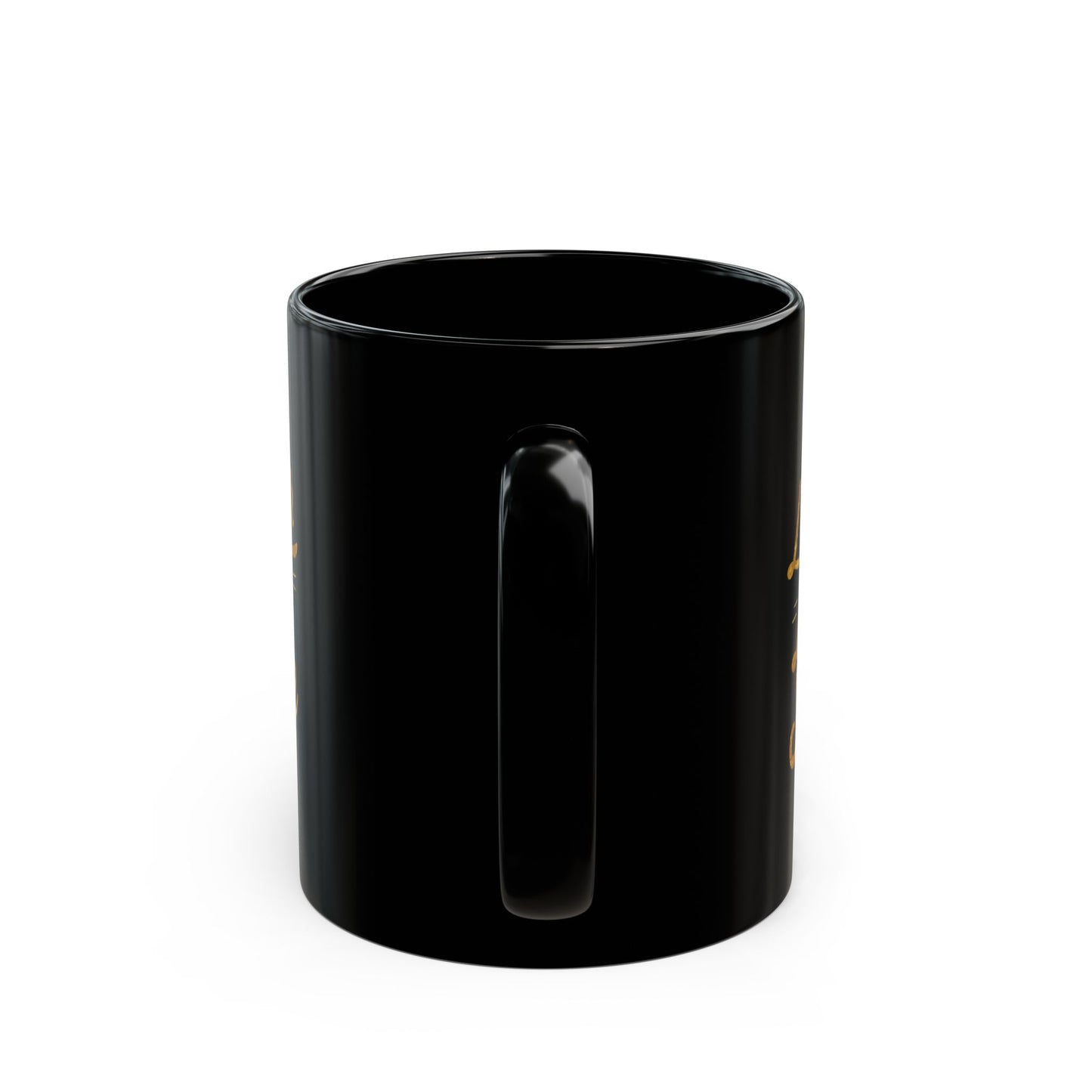 Let Your Light Shine mug | Black ceramic coffee mug, gold script design