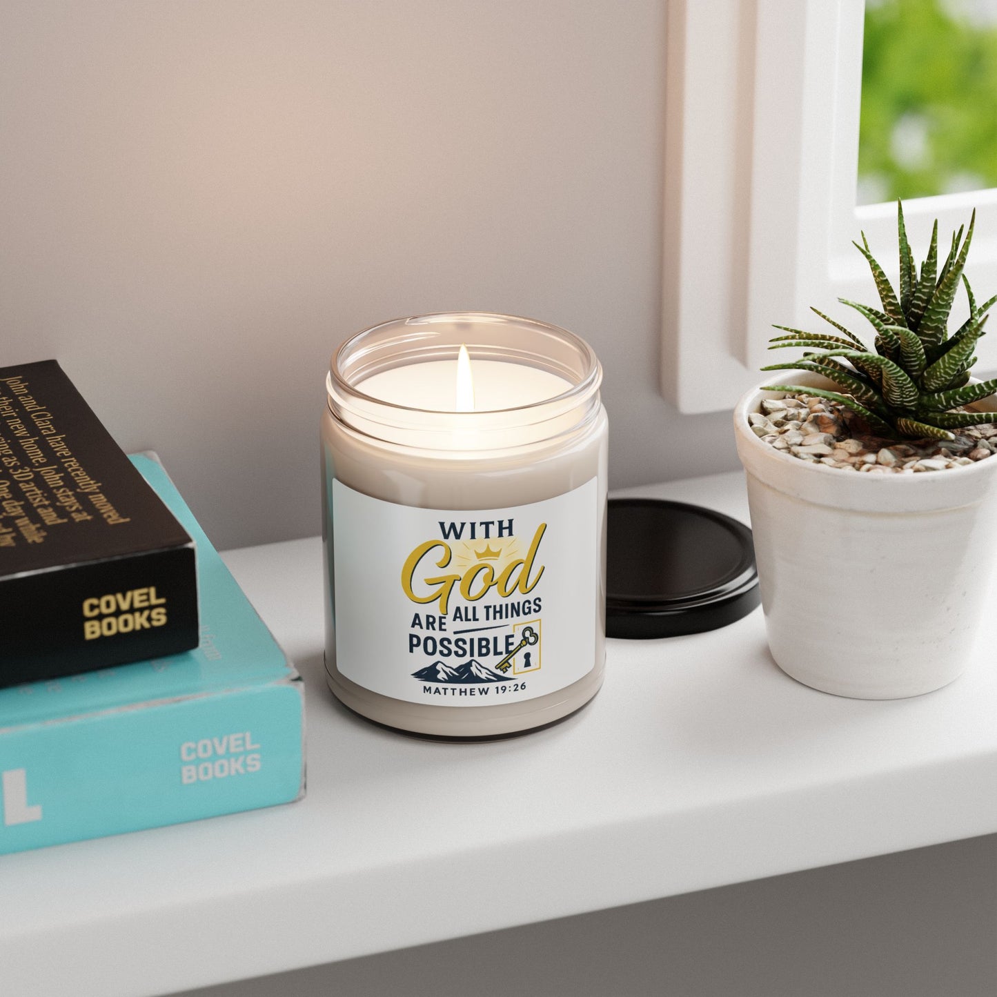 Inspirational Scented Candle - With God All Things Are Possible, Faith-Based Gift, Home Decor, Relaxation