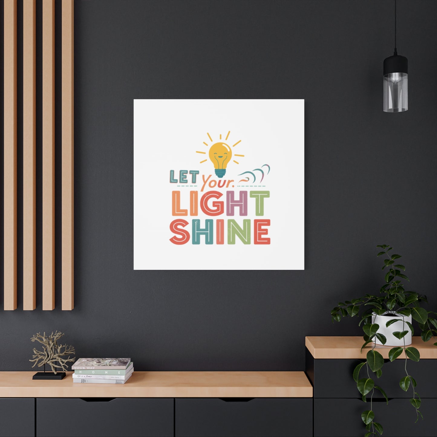 Let Your Light Shine Canvas Print | Smiling Lightbulb Wall Art