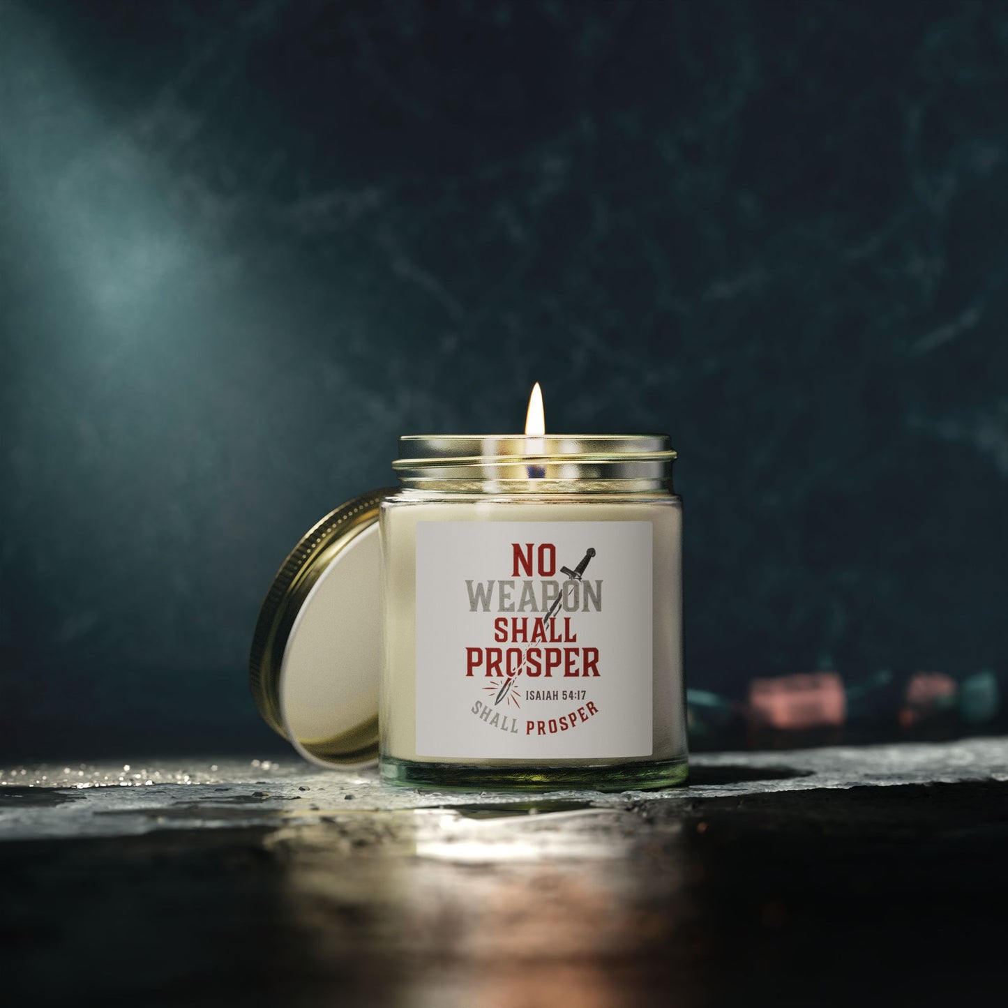 Inspirational Scented Candle - No Weapon Shall Prosper, Motivational Gift for Home, Relaxation, Self-Care, Spiritual, Prayer