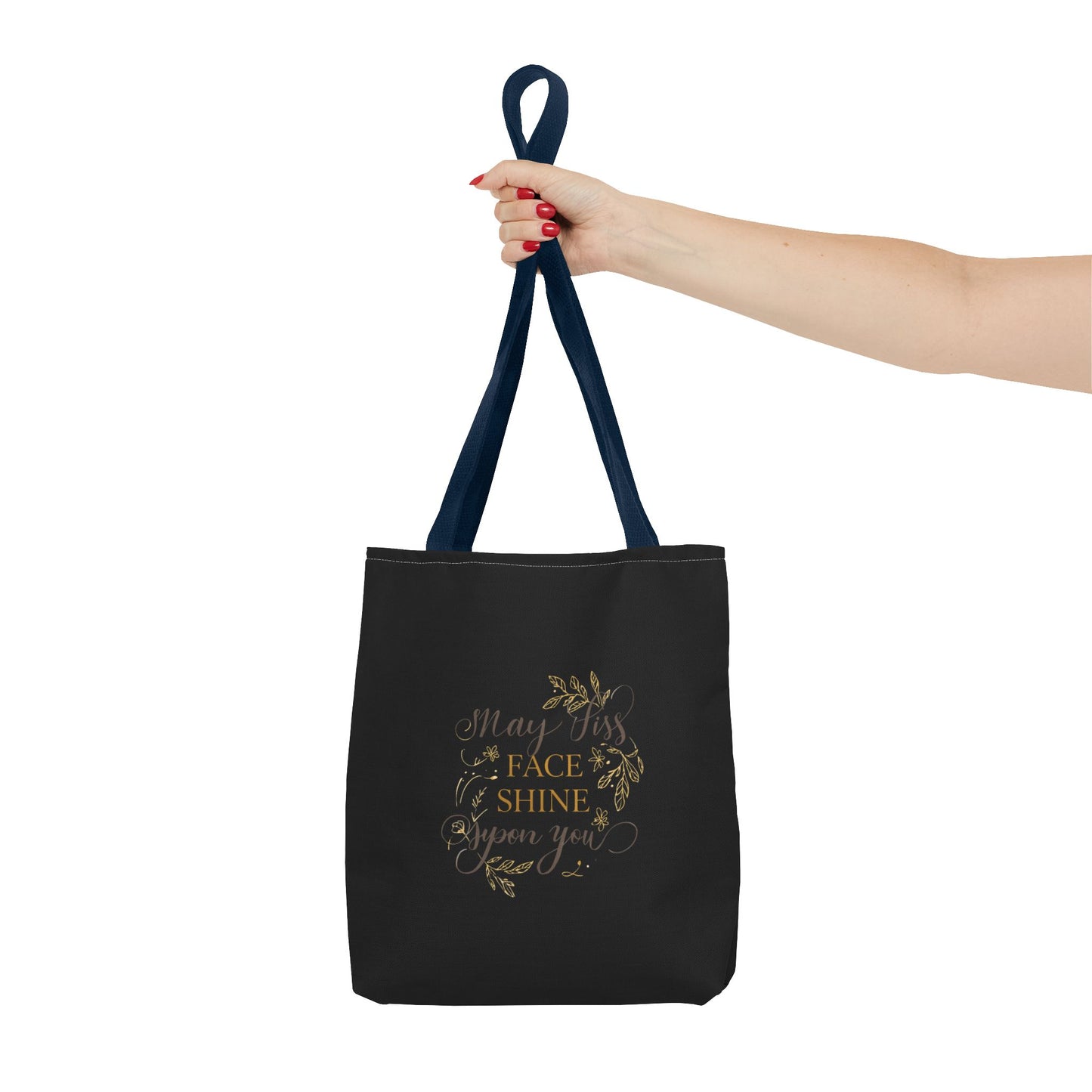 Gold Botanical Lettering Tote Bag | Structured Polyester Market Bag