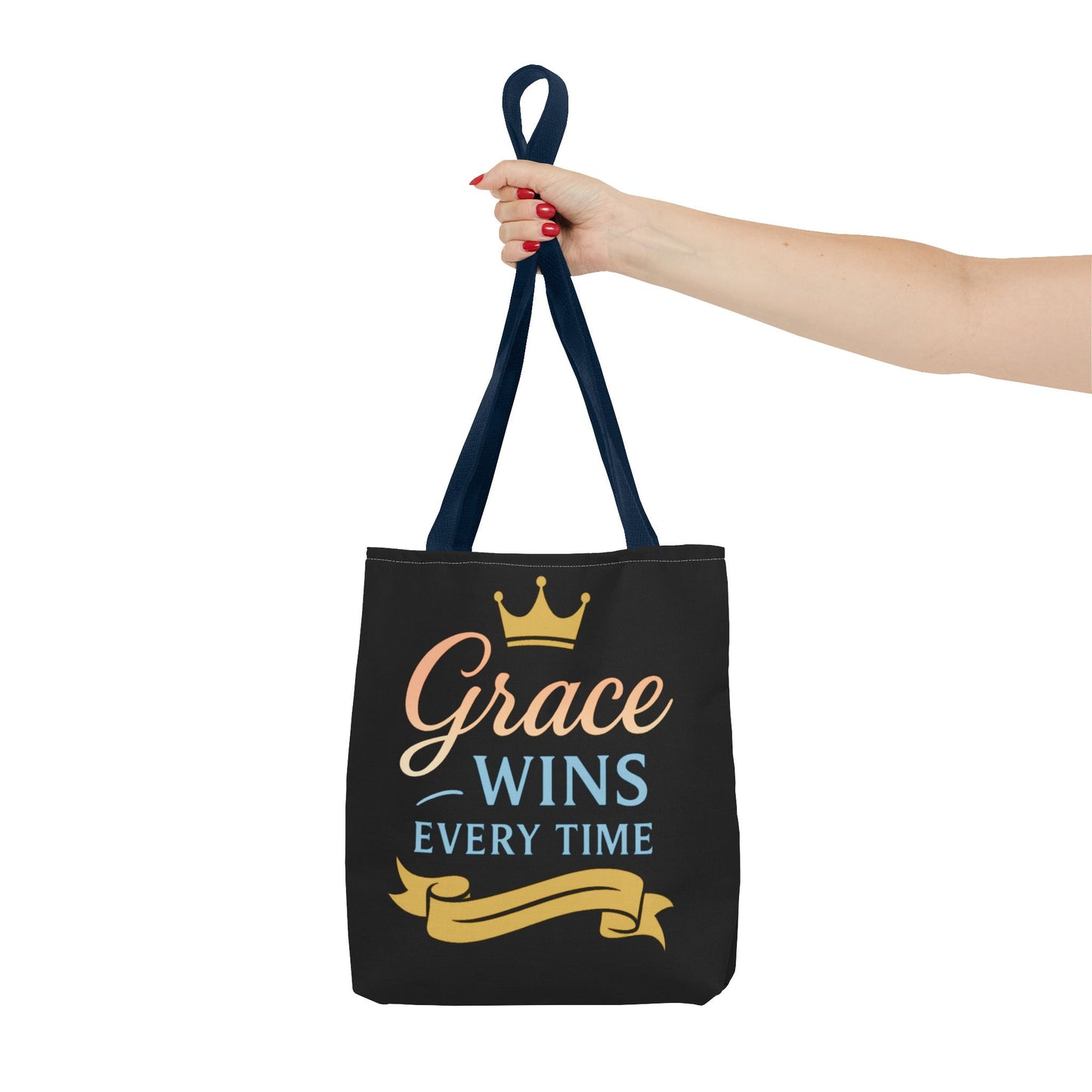 Grace Wins Tote Bag - Inspirational Quote Bag, Motivational Gift, Everyday Use, Fashion Accessory, Encouragement Gift