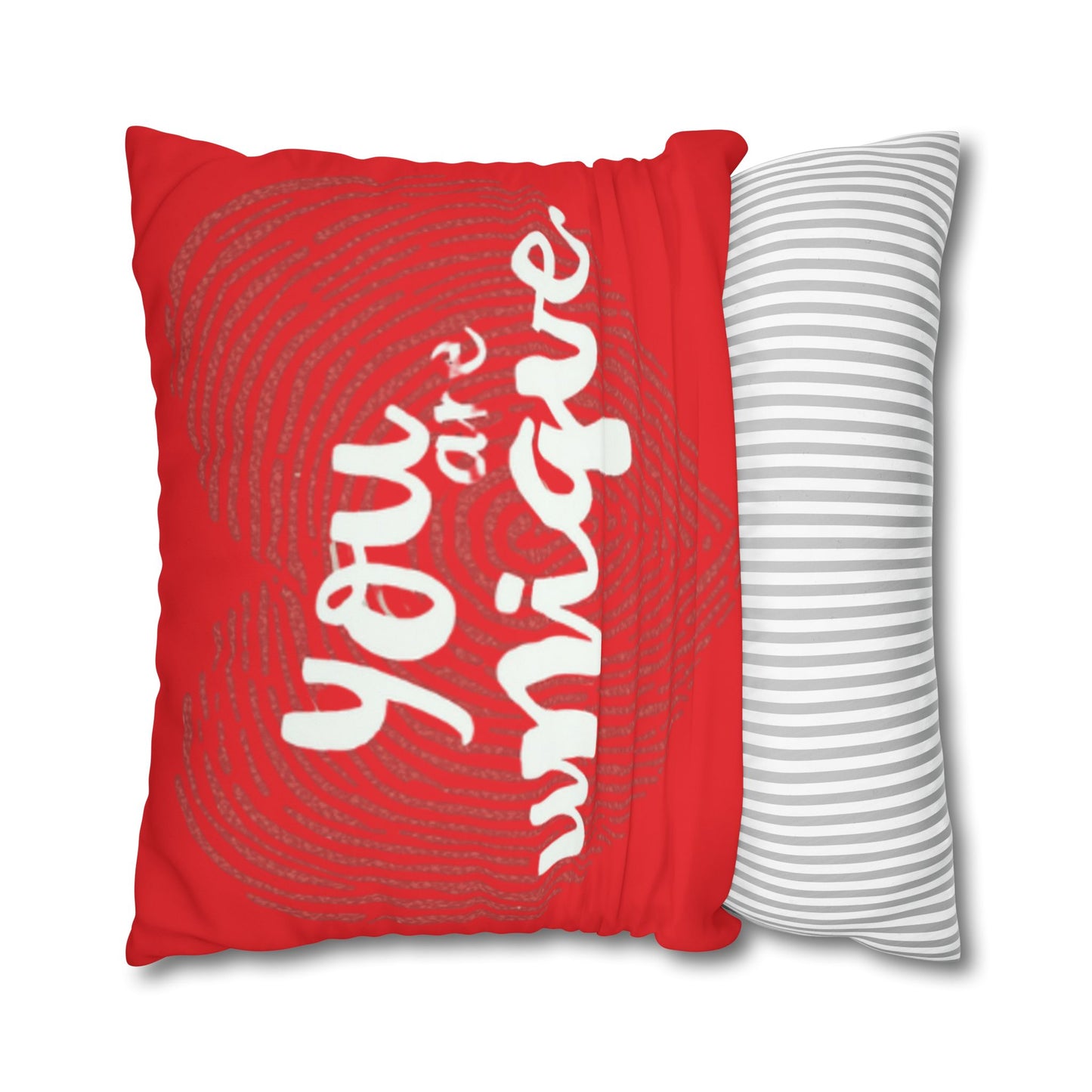 Hand-Lettered Message Red Pillowcase Square Poly Canvas Pillowcase | Bold Script Accent