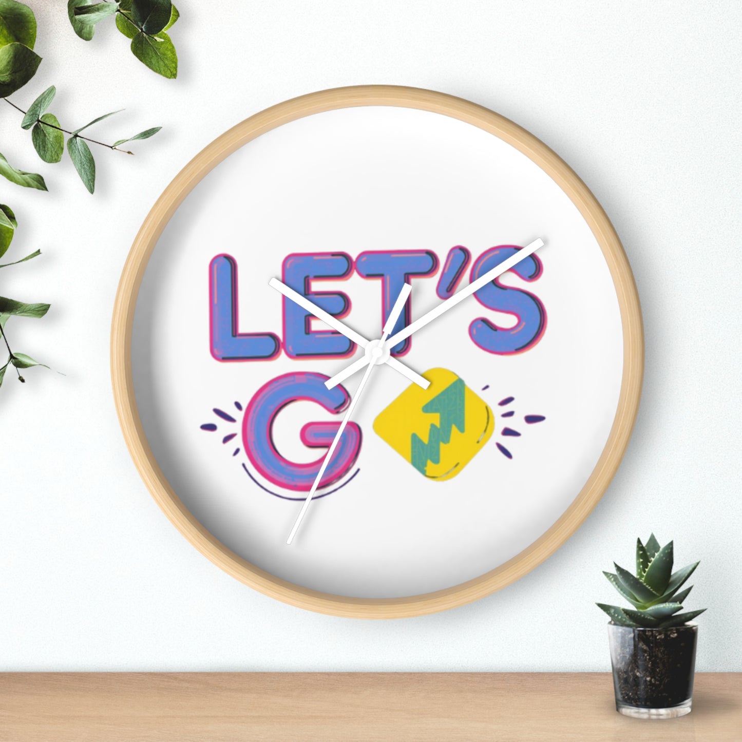 Retro Pop Art Burst Wall Clock | 10" Square Silent Wood Frame