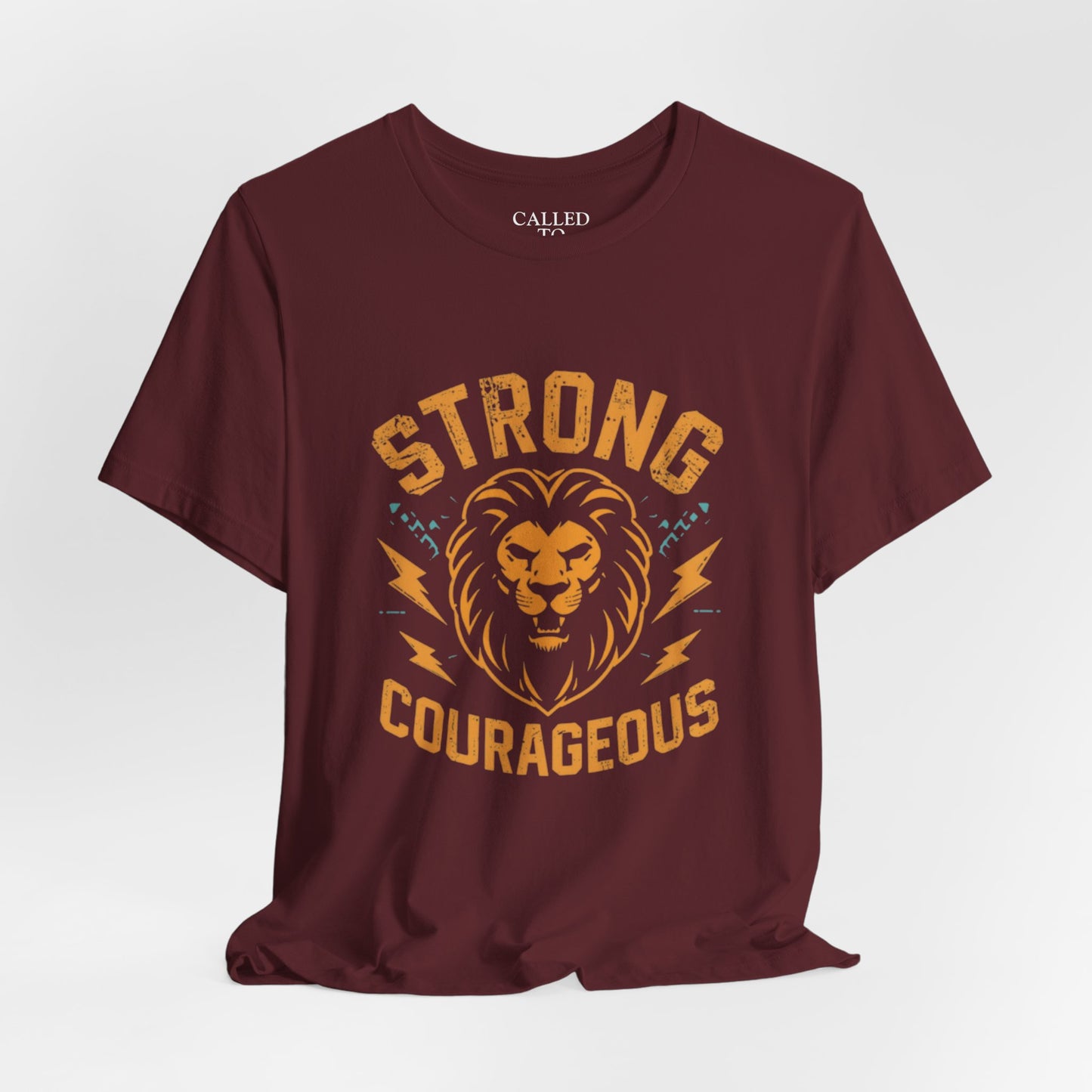 Strong Courageous Lion Tee | Vintage Lion Head, Motivational Graphic