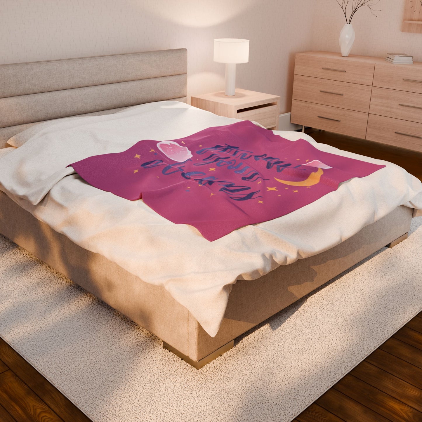 Follow Your Dreams Velveteen Plush Blanket | Moon Cloud Stars