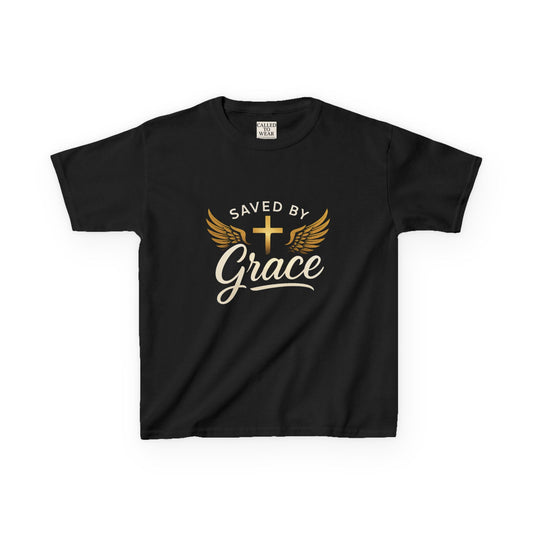 Saved by Grace Kids Tee - Inspirational Children’s Apparel, Faith-Based Gift for Baptism, Birthday, Church Events, Everyday Wear
