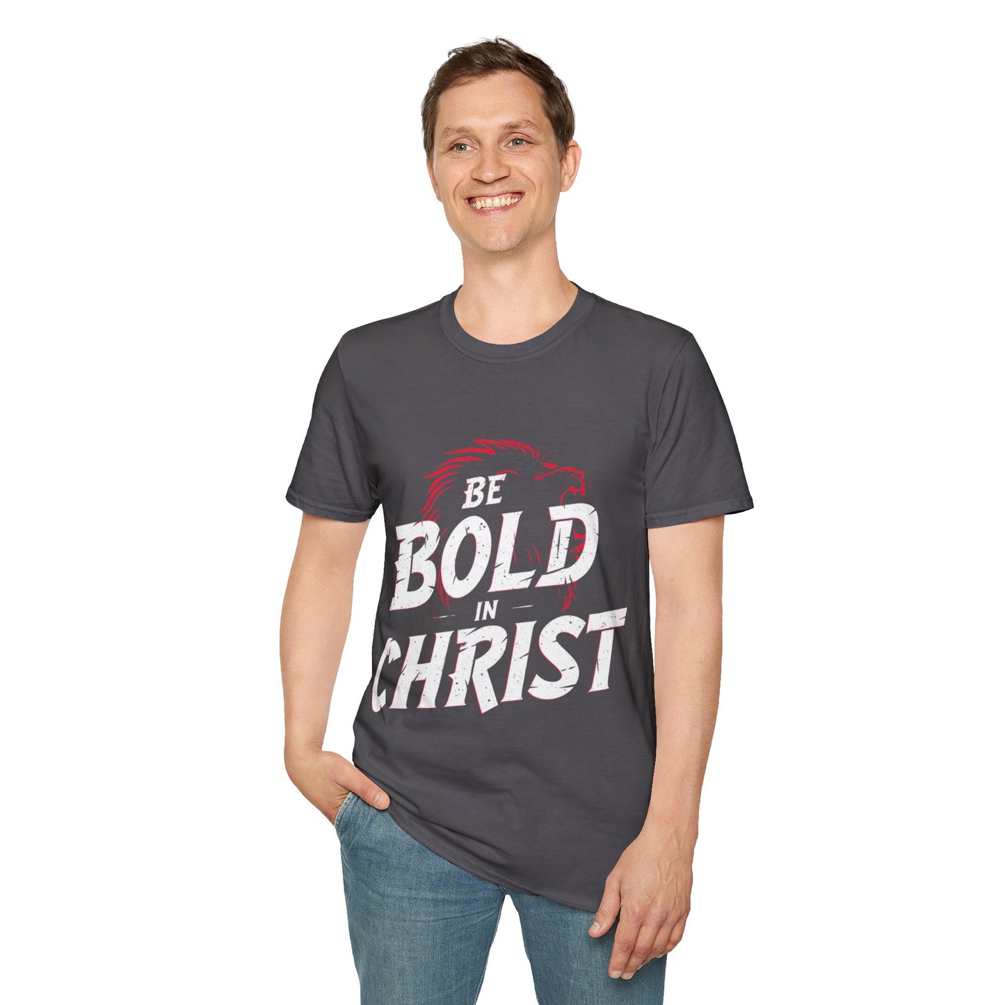 Be Bold in Christ T-Shirt | Christian Faith Tee, Lion Silhouette Typography