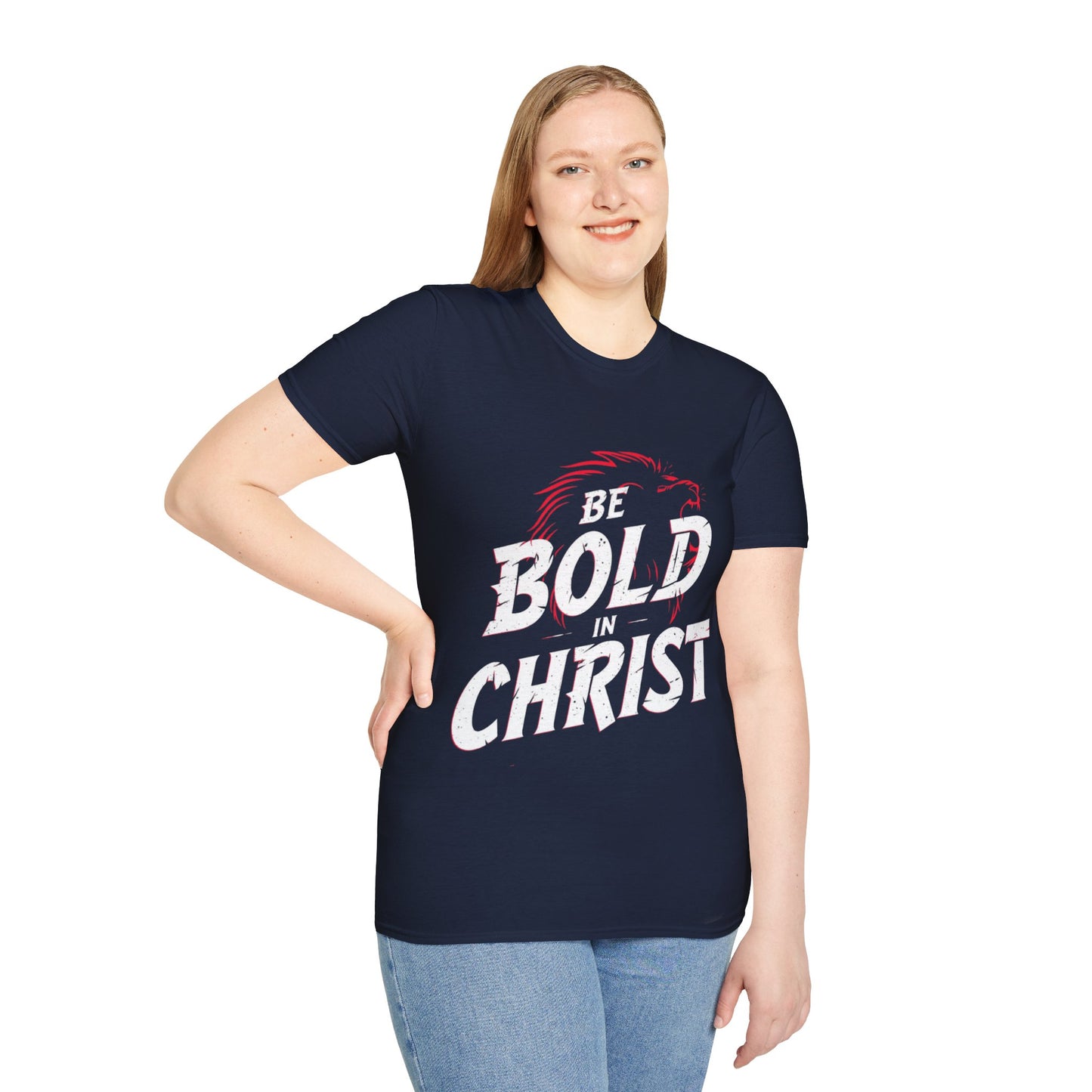 Be Bold in Christ T-Shirt | Christian Faith Tee, Lion Silhouette Typography