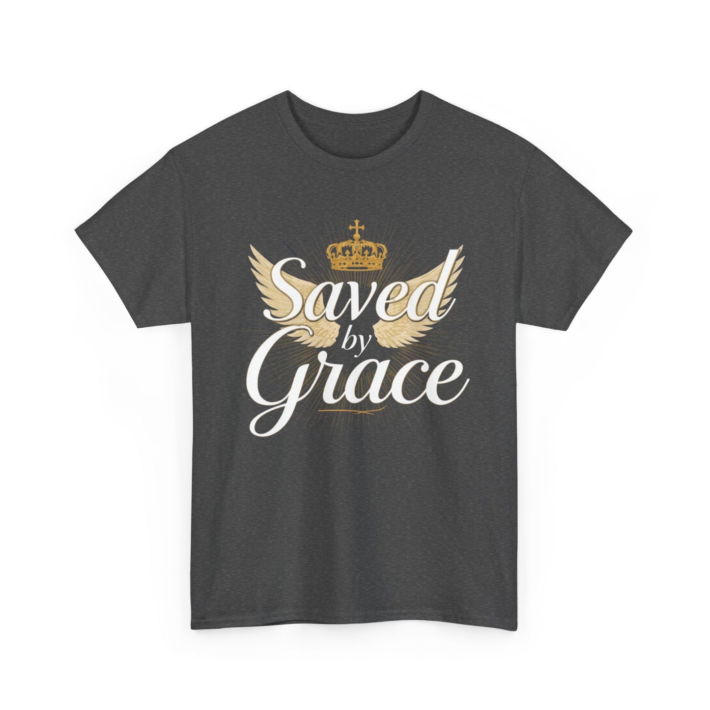 Saved by Grace tee | Christian crown and wings faith shirt