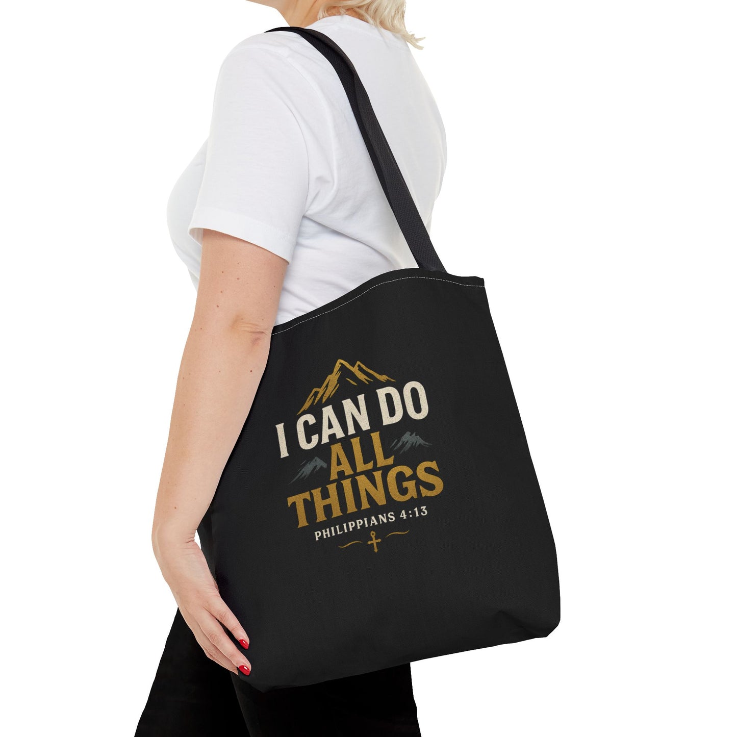 Inspirational Tote Bag with Philippians 4:13 - Motivational Gift for Encouragement, Faith, Bible Quotes, Everyday Use, Church