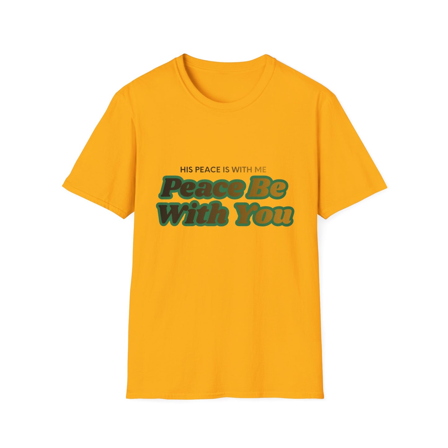 Peace Be With You T-Shirt | Retro Green Amber Lettering