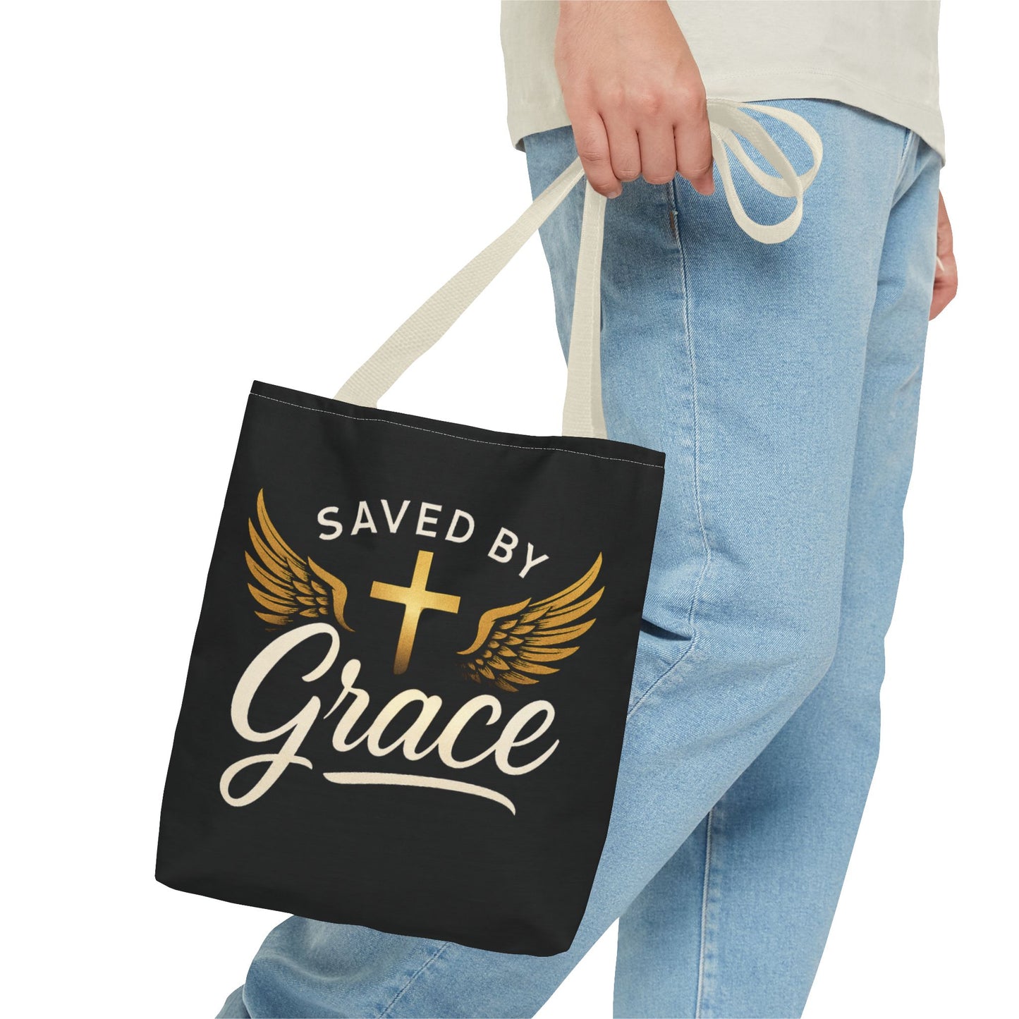 Saved by Grace Tote Bag | Inspirational Christian Gift for Faith, Spiritual Journey, Church Events, Everyday Use, Stylish Carryall