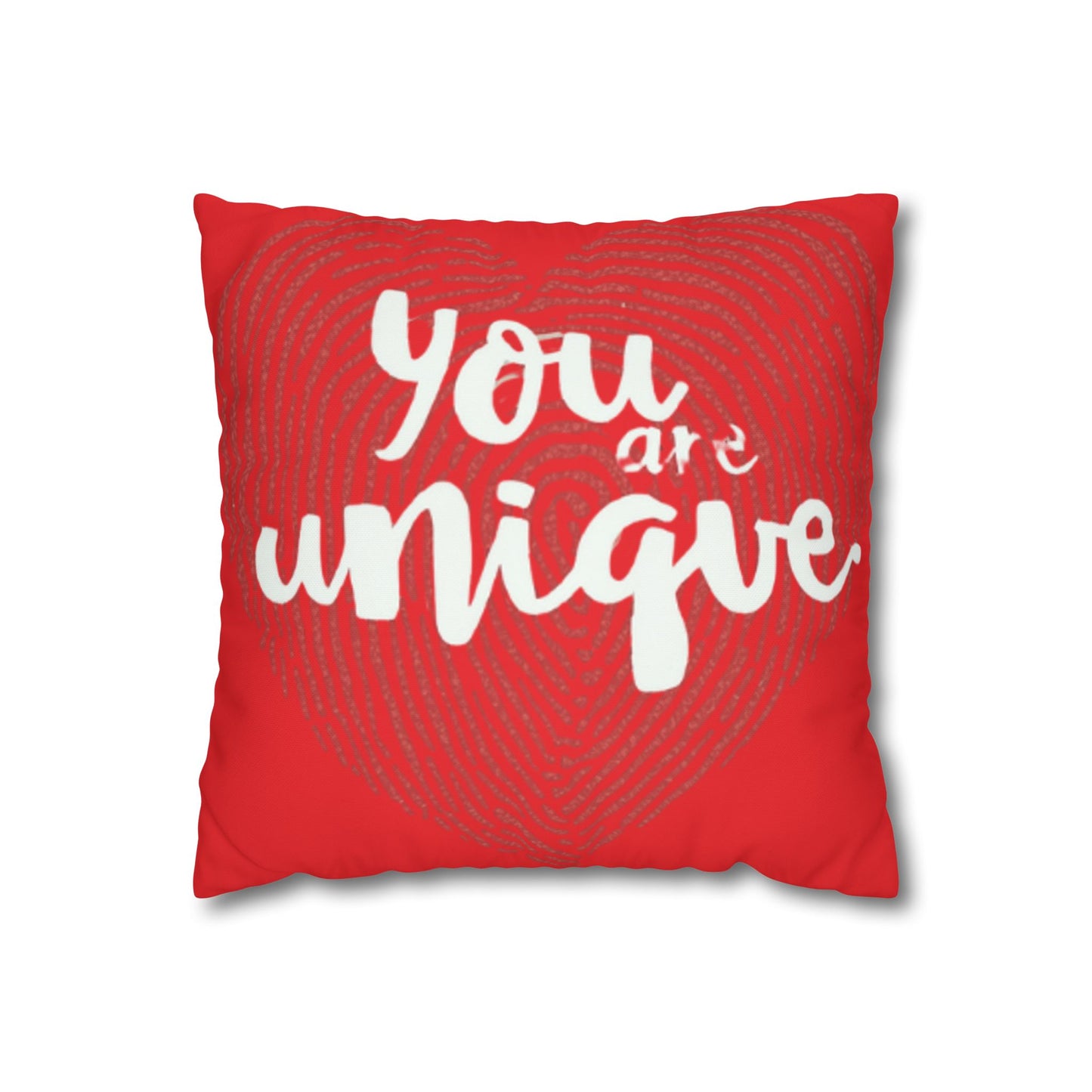 Hand-Lettered Message Red Pillowcase Square Poly Canvas Pillowcase | Bold Script Accent