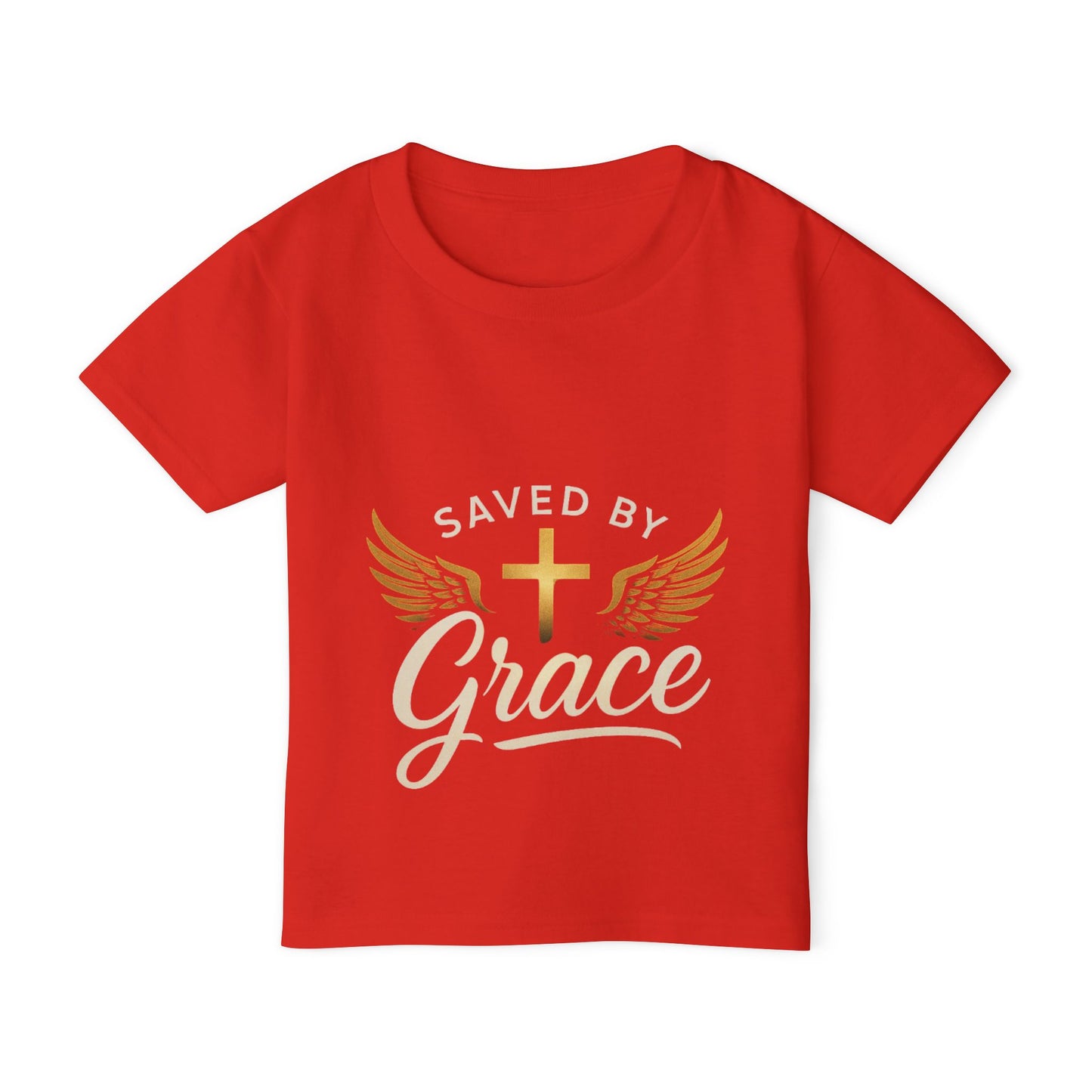 Toddler T-Shirt with Inspirational Design, Saved by Grace Tee for Kids, Perfect for Baptisms, Christenings, and Everyday Wear, [...]