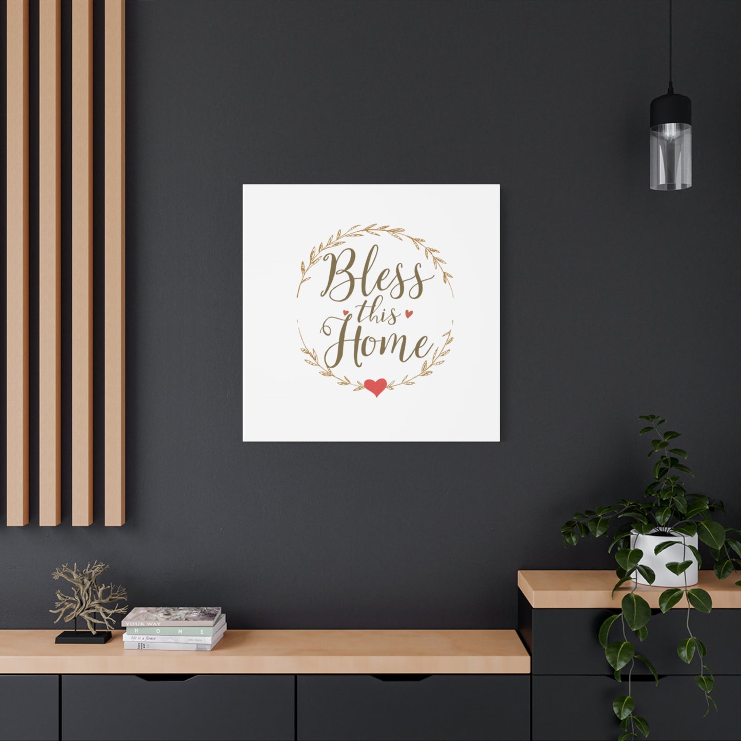 Bless This Home laurel wreath wall art Canvas | Matte Stretched 1.25"