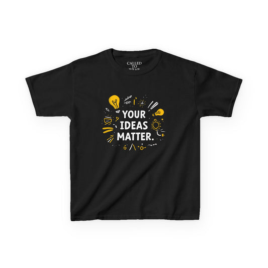 Your Ideas Matter Kids Tee | Motivational Lightbulb Design