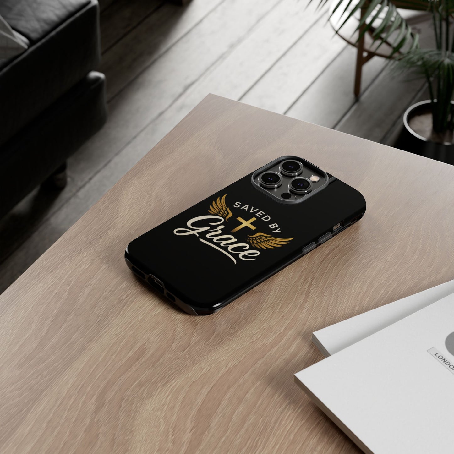 Christian Phone Case - Saved by Grace Design, Unique Gift for Believers, Inspirational Accessory, Stylish Christian Decor