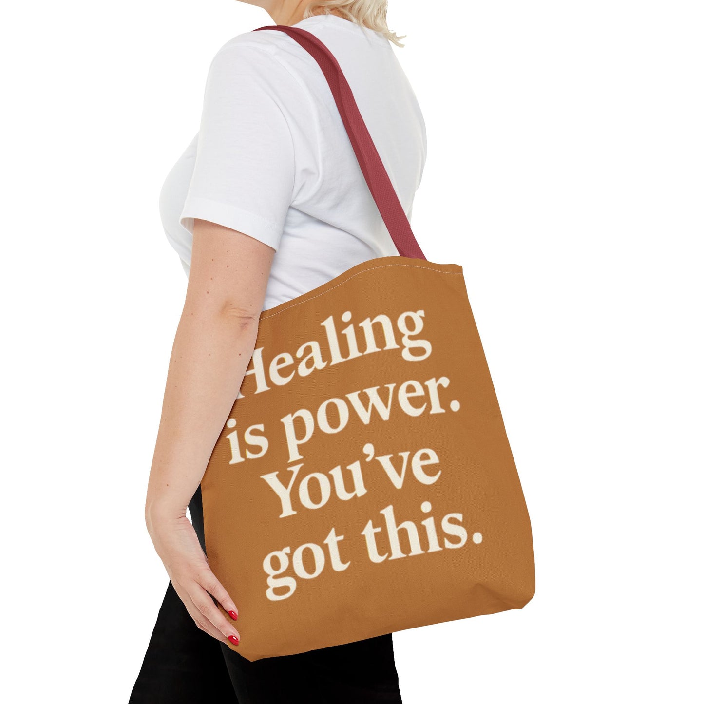 Empowering Healing Tote Bag, Inspirational Market Bag, Motivational Gift, Self-Care Accessory, Supportive Everyday Tote