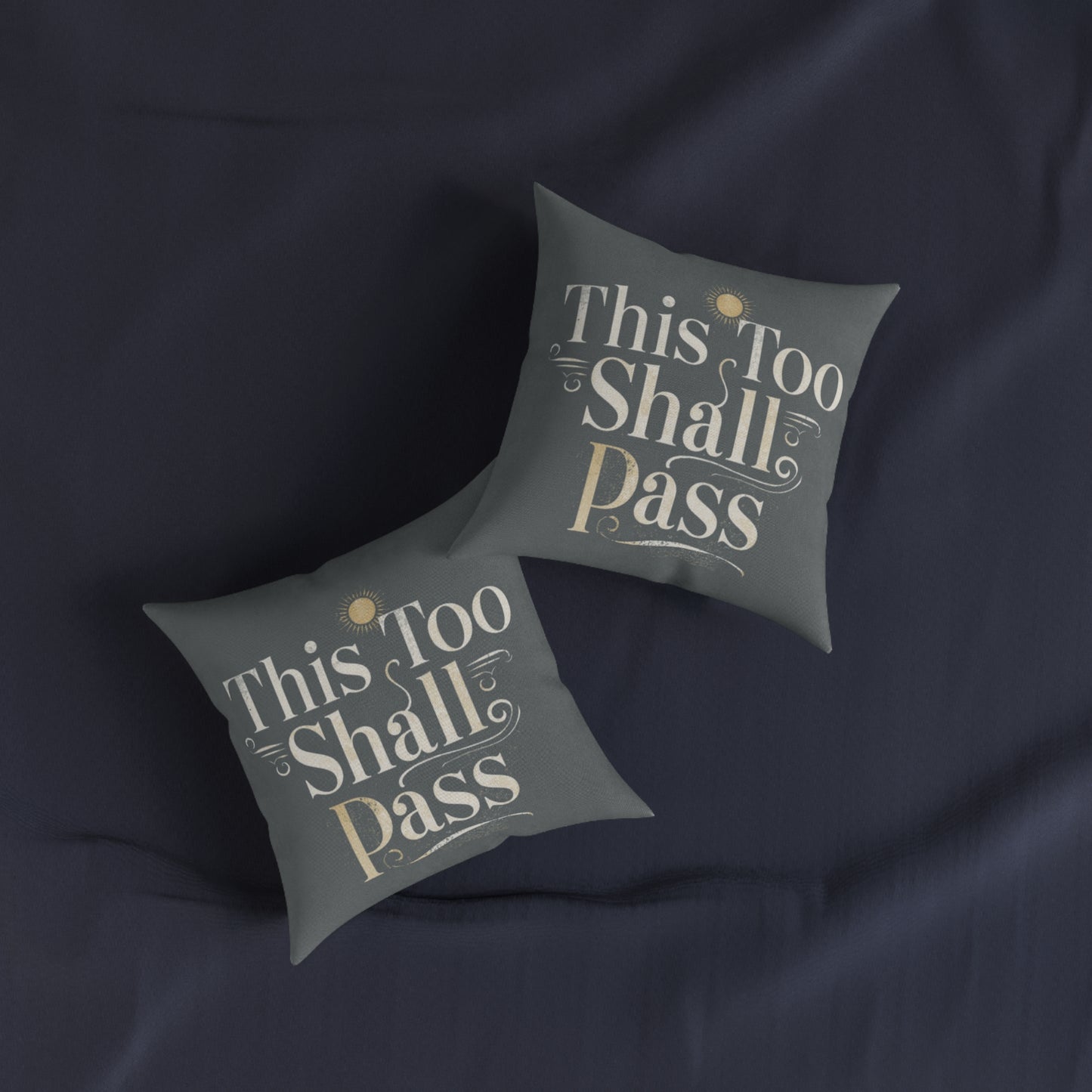 This Too Shall Pass script | Square Pillow, vintage hand-lettered calming throw pillow