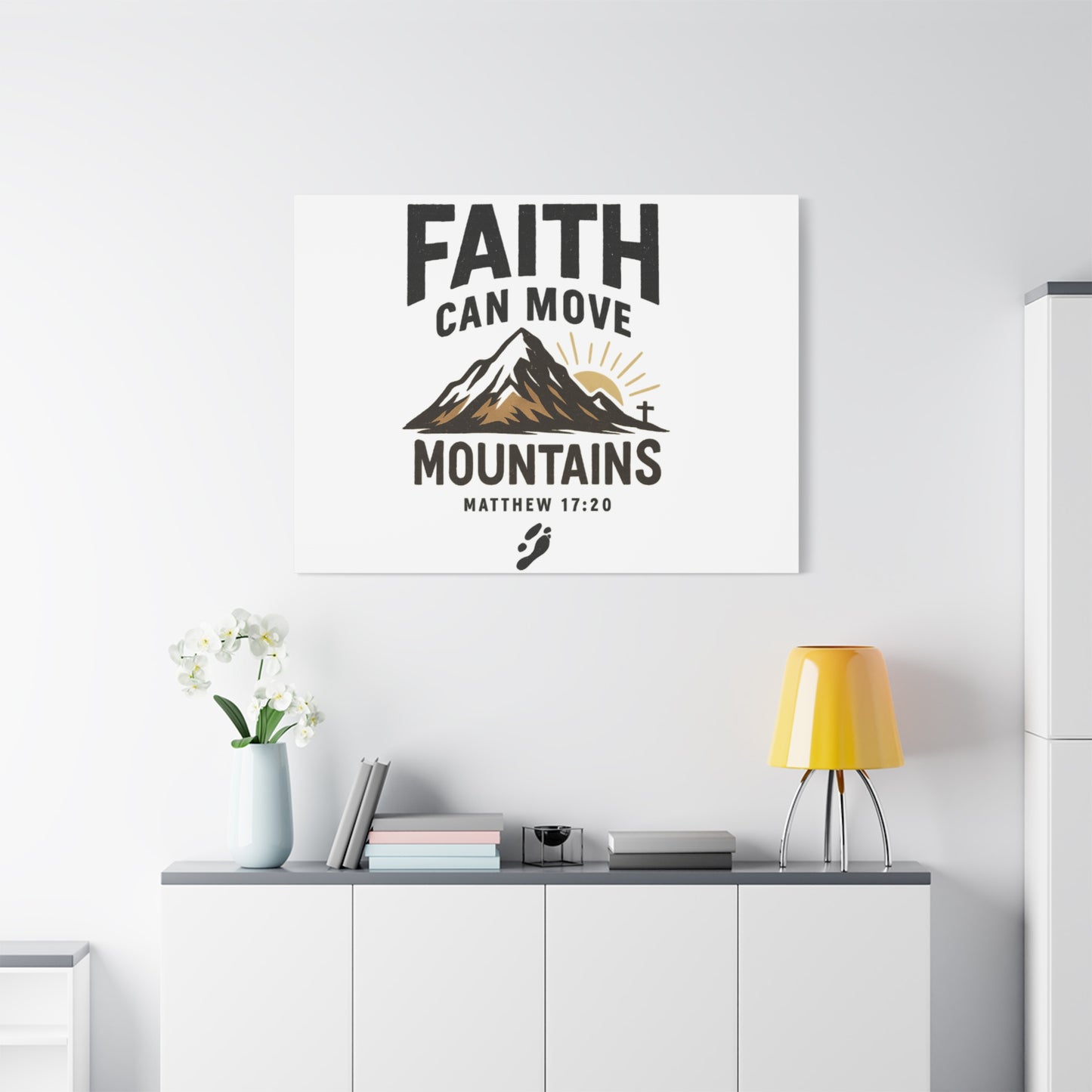 Inspirational Canvas Wall Art | Faith Can Move Mountains, Home Decor, Motivational Art, Gift for Believers, Religious Wall Decor