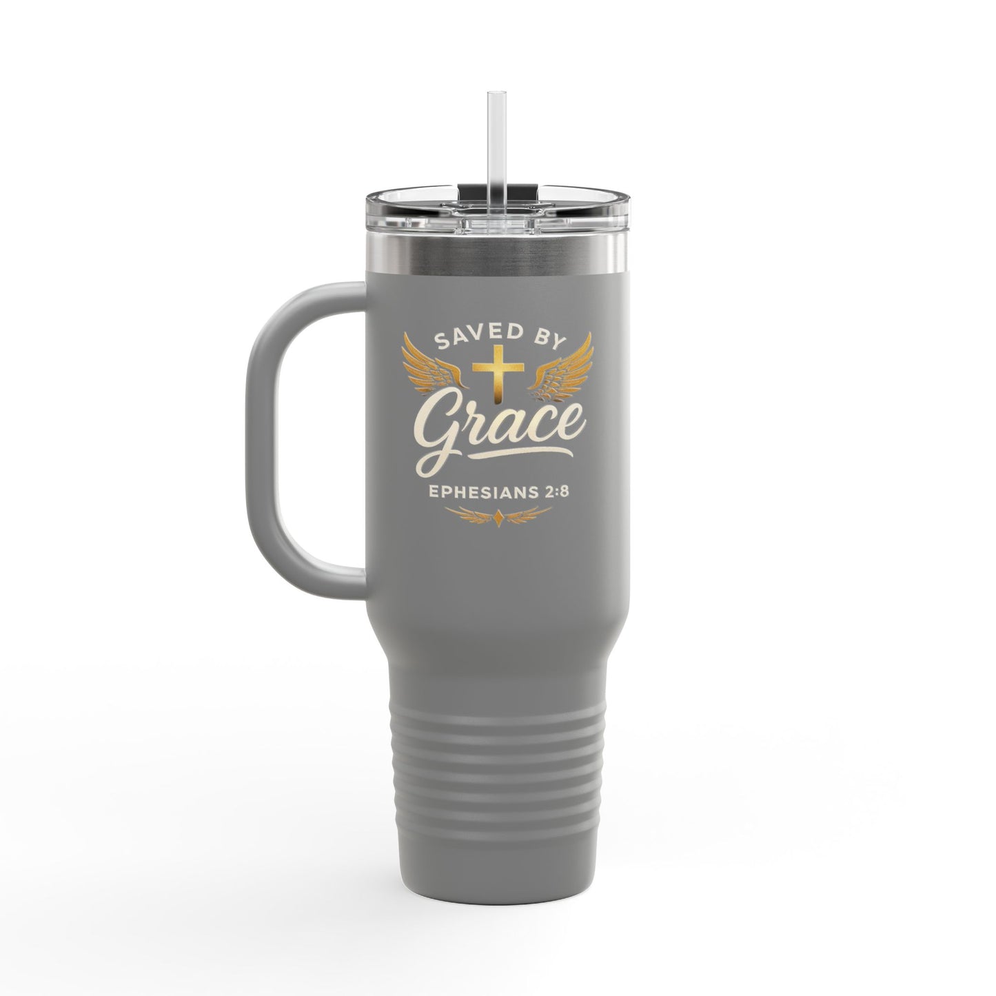 Christian Insulated Travel Mug - Saved by Grace Ephesians 2:8, Perfect for Faith-Based Gifts, Road Trips, Coffee Lovers, Encouragement
