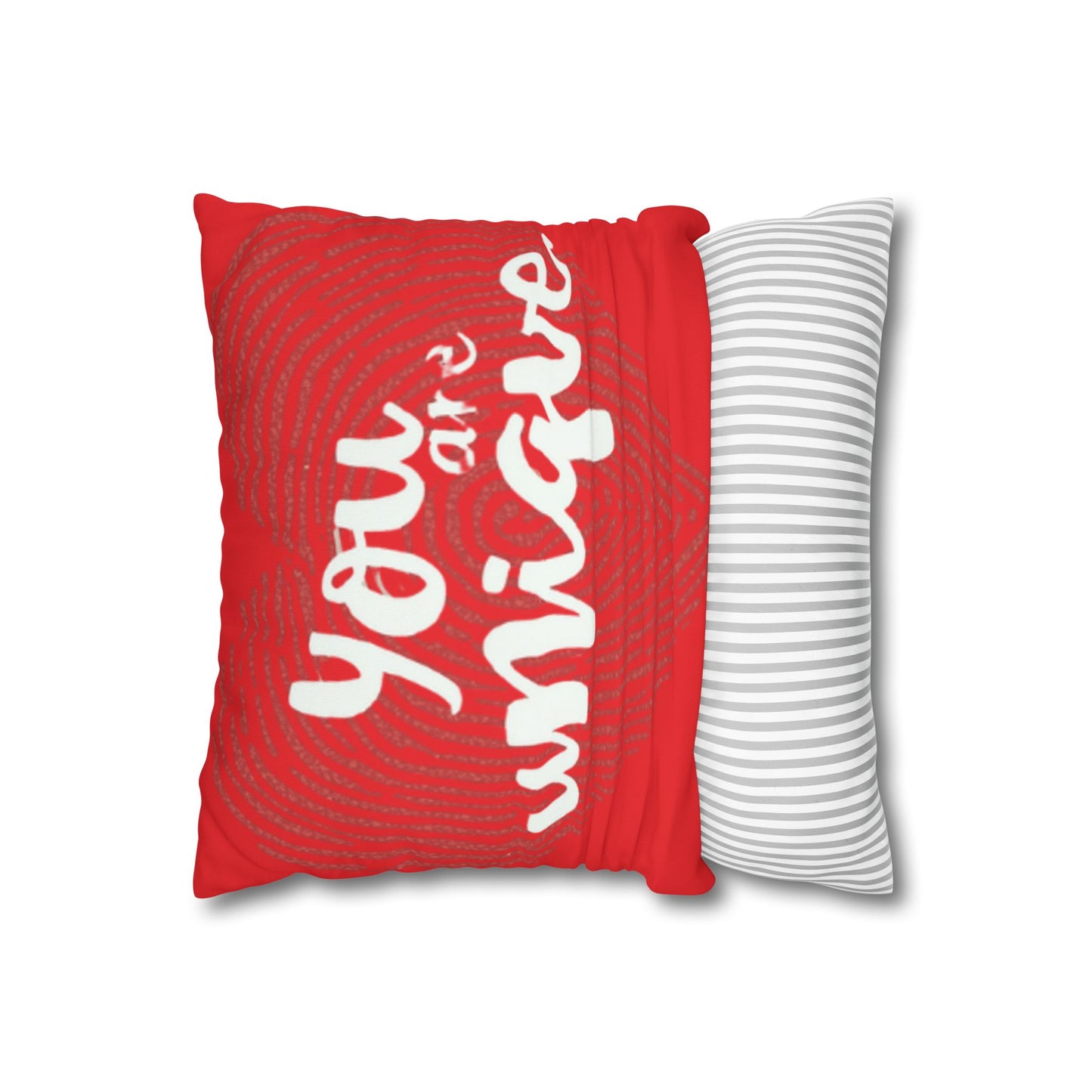 Hand-Lettered Message Red Pillowcase Square Poly Canvas Pillowcase | Bold Script Accent