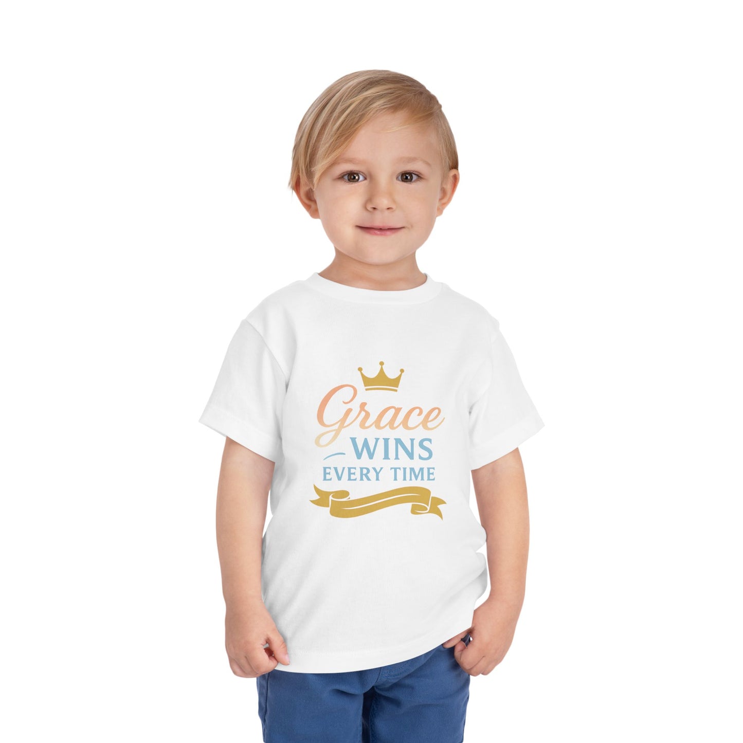 Toddler Short Sleeve Tee - "Grace Wins Every Time" Inspirational Kids T-Shirt, Perfect for Birthdays, Playdates, Baby Showers, Gifts, [...]