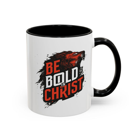 Be Bold in Christ Mug | Christian Faith Coffee Mug, Wolf Graphic Accent Mug