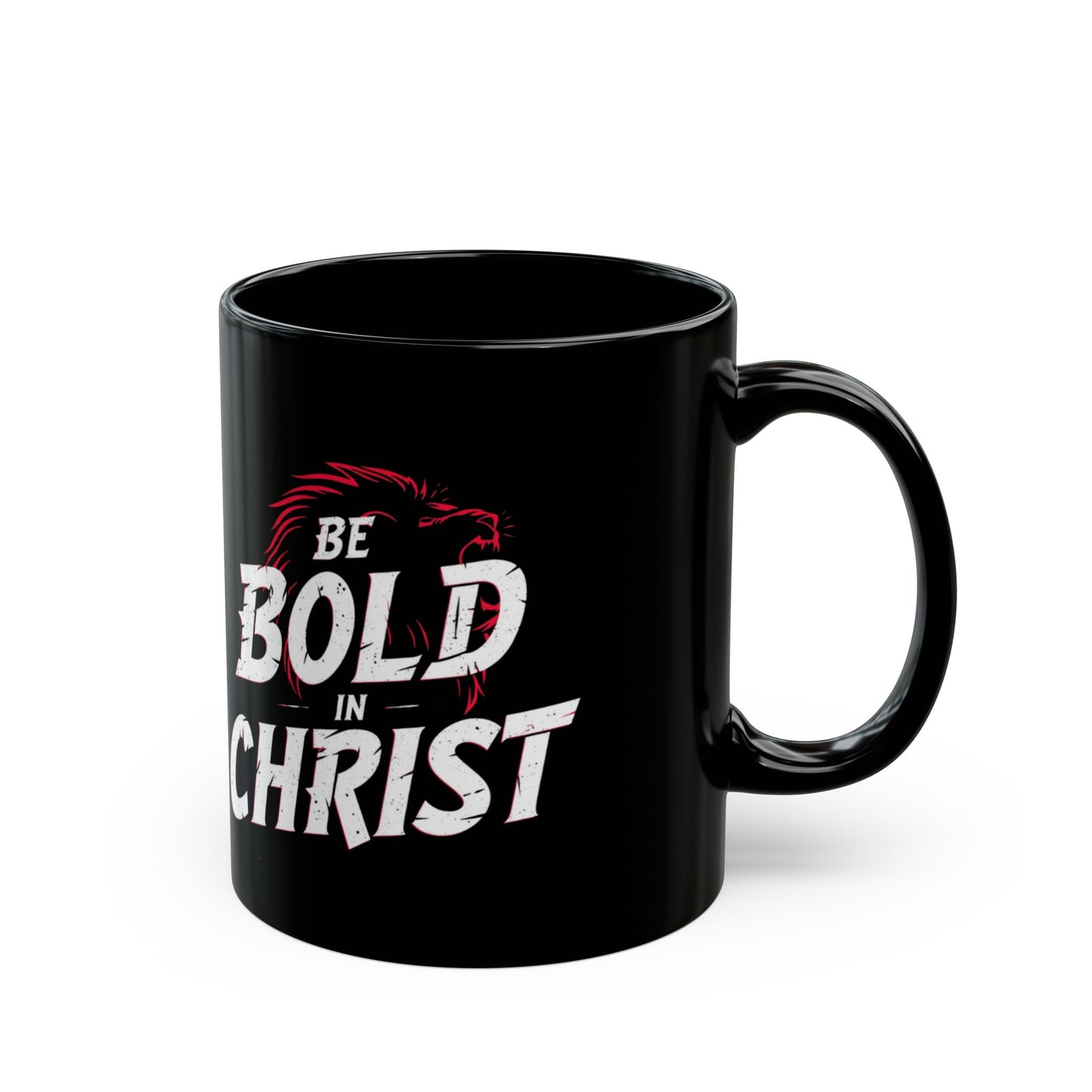 Be Bold in Christ Mug | Christian Faith Coffee Cup, Black Ceramic