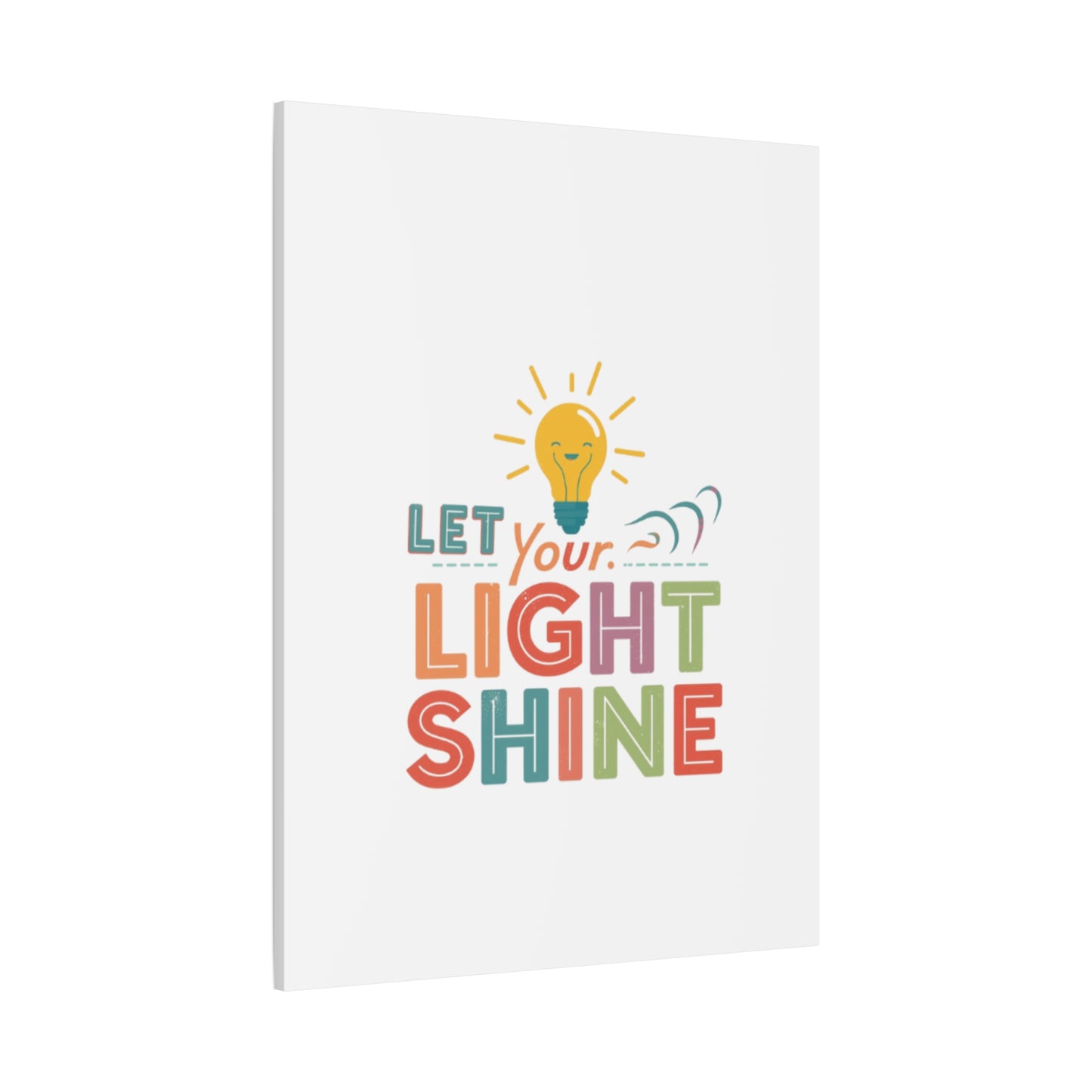Let Your Light Shine Canvas Print | Smiling Lightbulb Wall Art