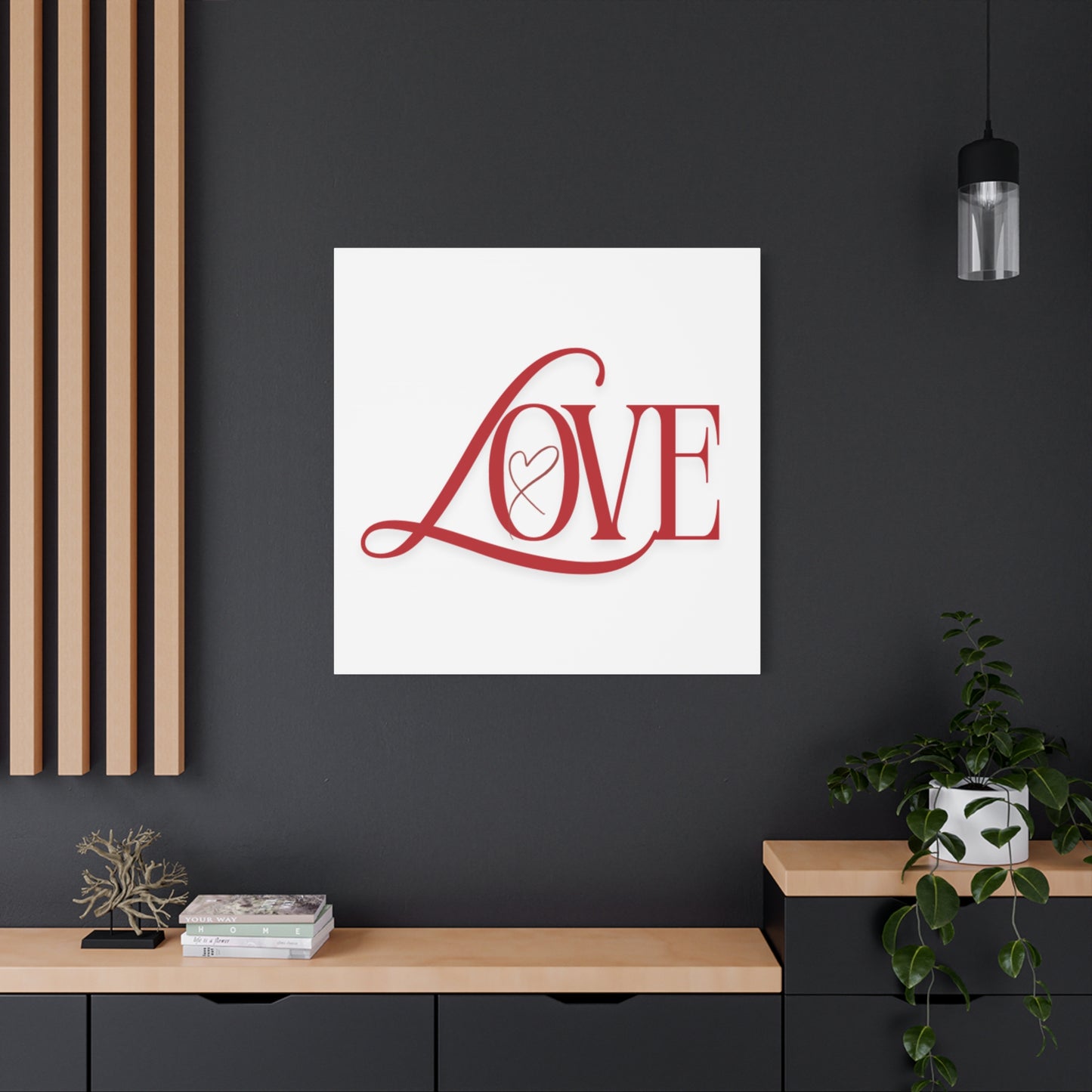 Red Script LOVE with Heart Canvas