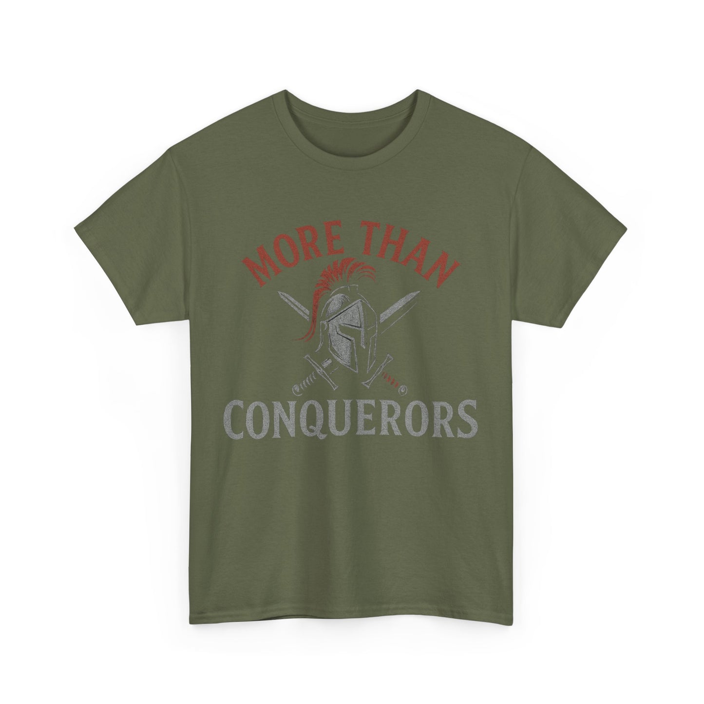 More Than Conquerors Unisex Heavy Cotton Tee, Motivational Shirt, Gifts for Him or Her