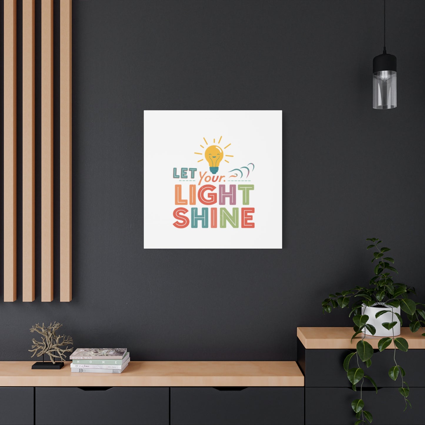 Let Your Light Shine Canvas Print | Smiling Lightbulb Wall Art