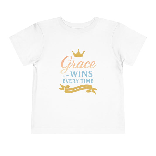 Toddler Short Sleeve Tee - "Grace Wins Every Time" Inspirational Kids T-Shirt, Perfect for Birthdays, Playdates, Baby Showers, Gifts, [...]