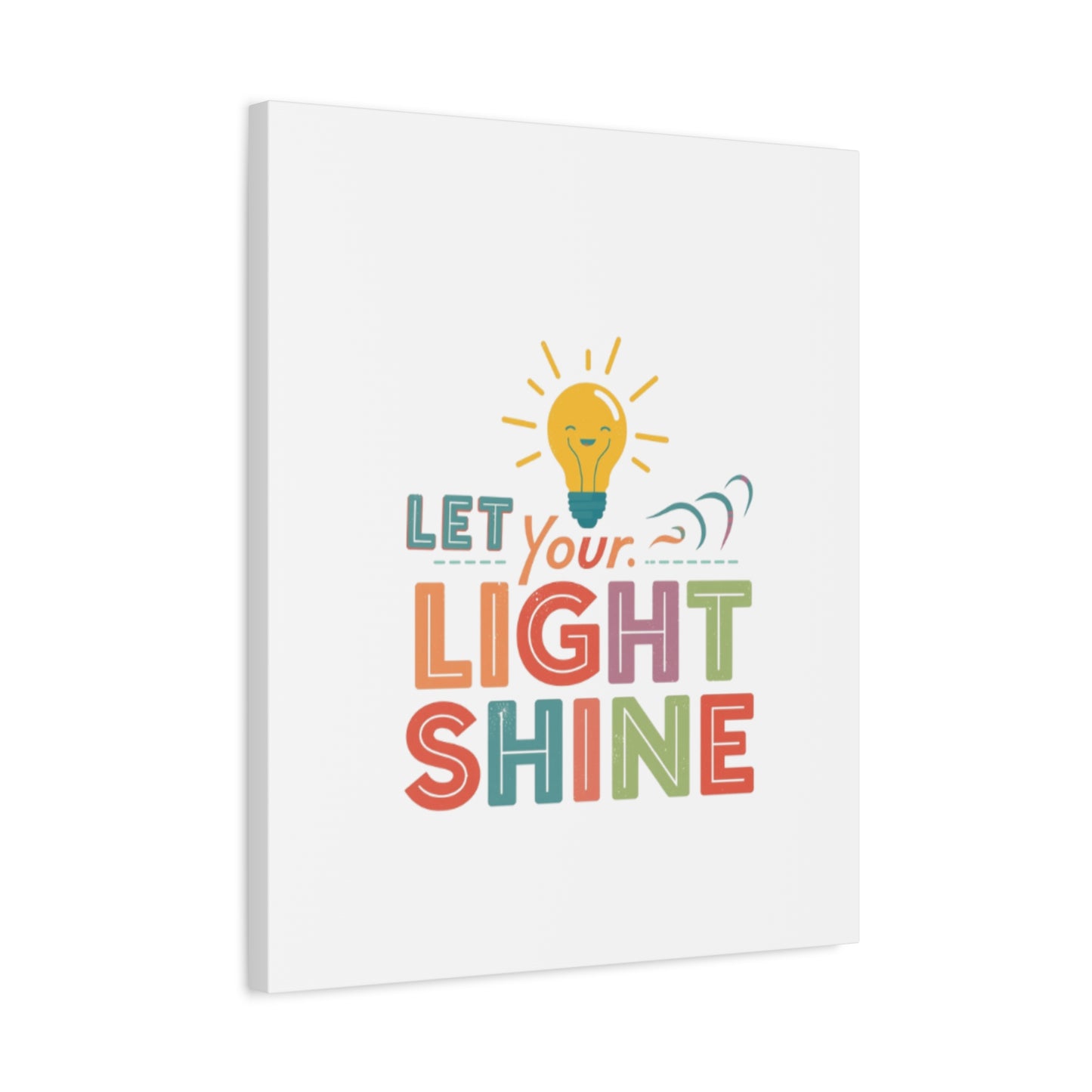 Let Your Light Shine Canvas Print | Smiling Lightbulb Wall Art