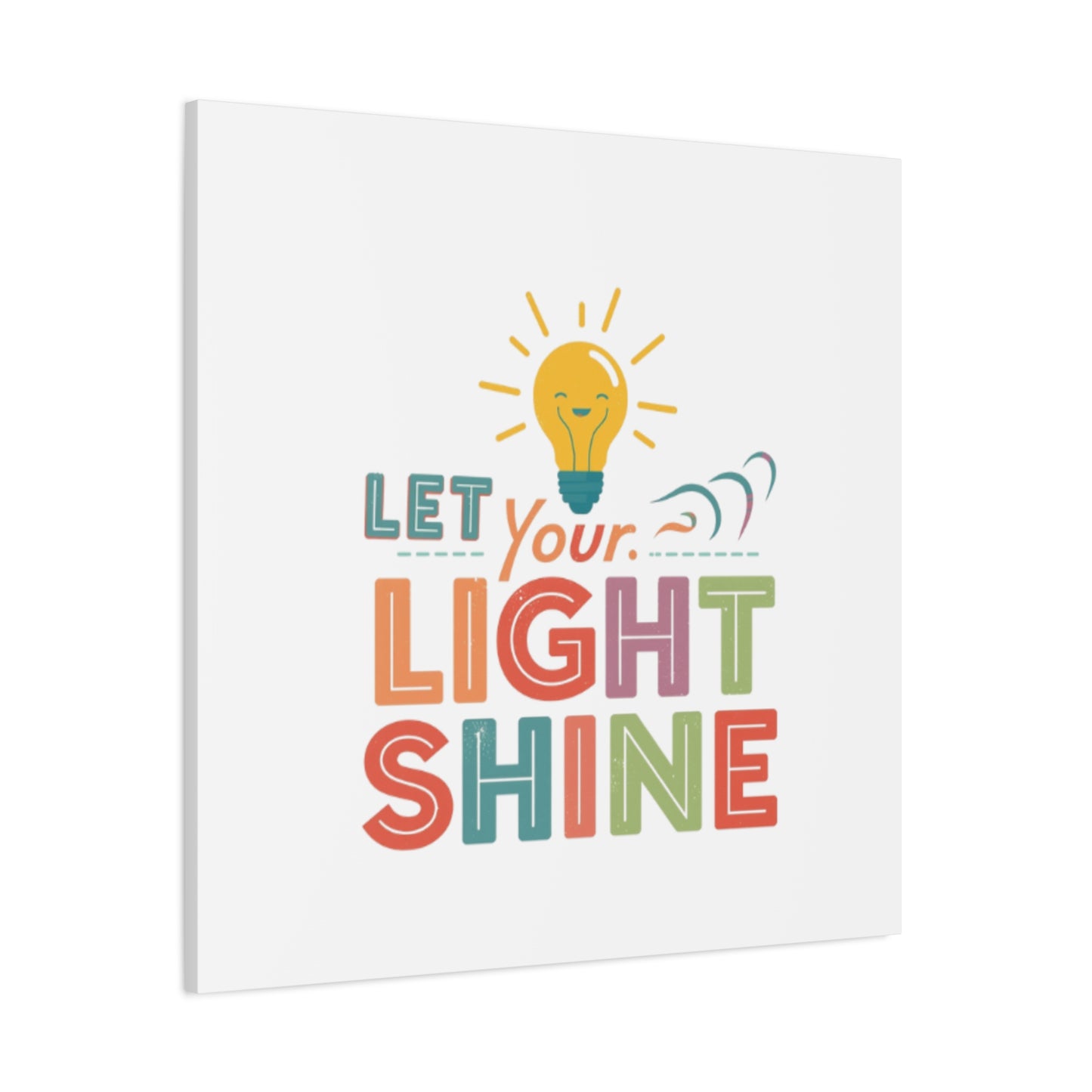 Let Your Light Shine Canvas Print | Smiling Lightbulb Wall Art