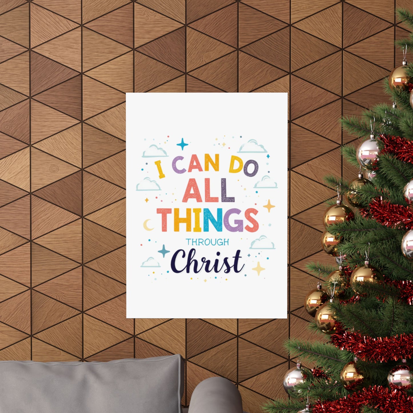 I Can Do All Things Through Christ Poster | Matte Vertical Inspirational Christian Wall Art