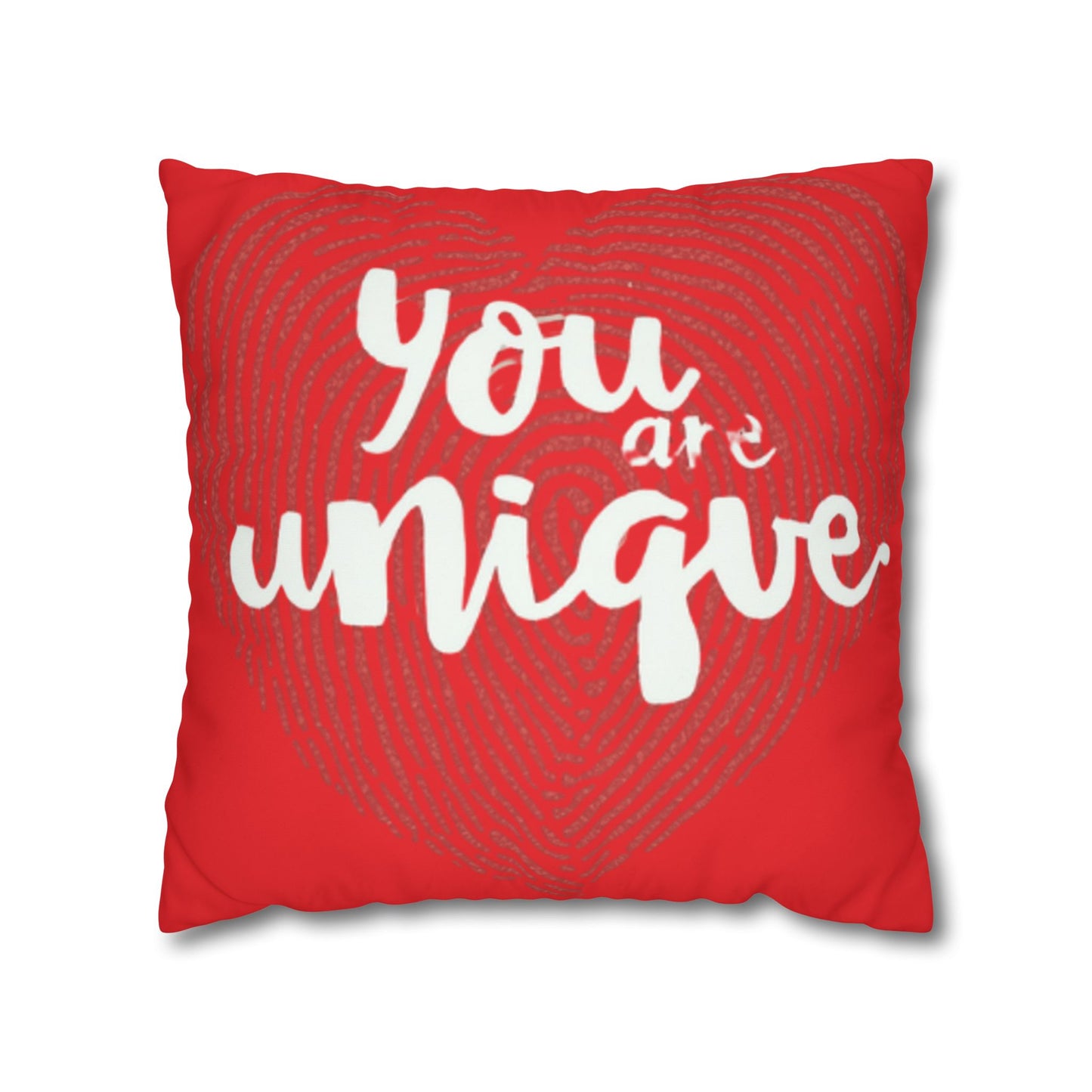 Hand-Lettered Message Red Pillowcase Square Poly Canvas Pillowcase | Bold Script Accent
