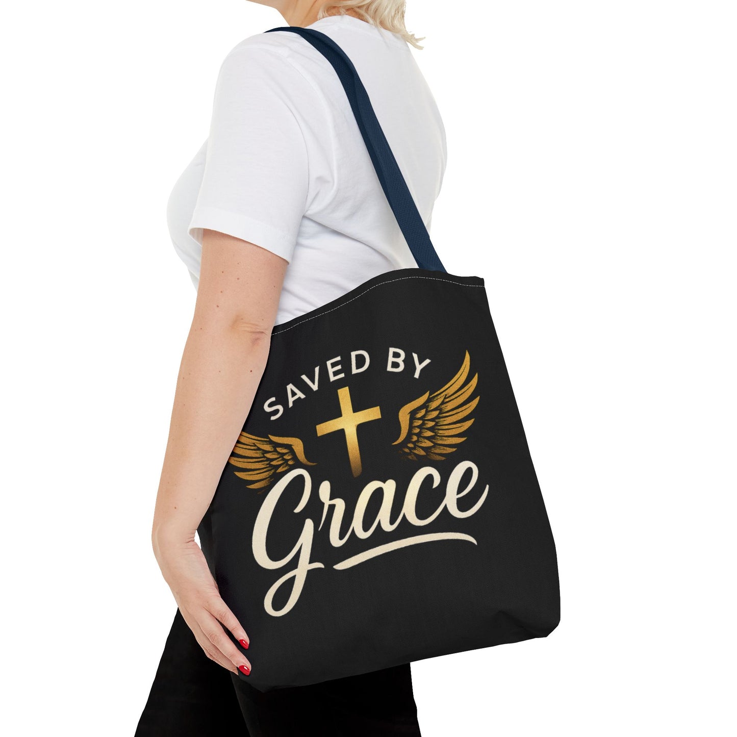 Saved by Grace Tote Bag | Inspirational Christian Gift for Faith, Spiritual Journey, Church Events, Everyday Use, Stylish Carryall