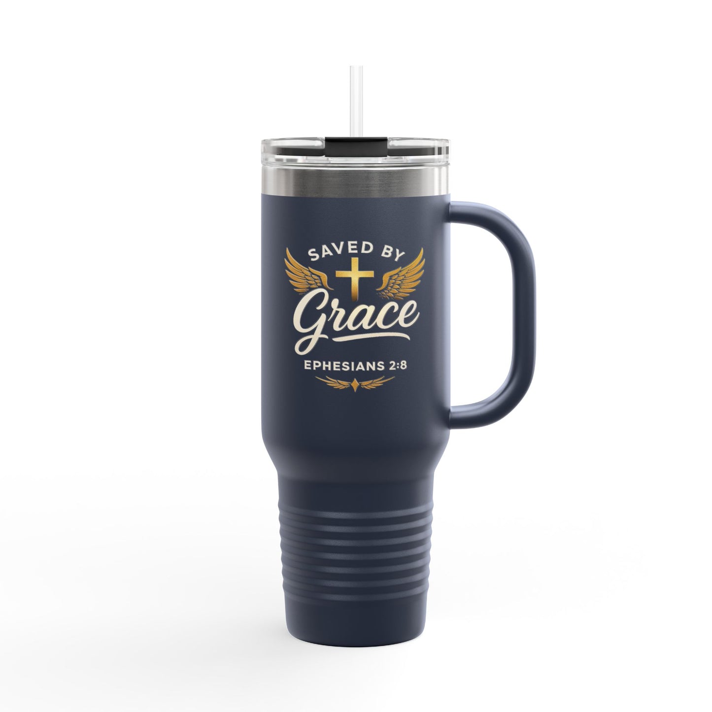 Christian Insulated Travel Mug - Saved by Grace Ephesians 2:8, Perfect for Faith-Based Gifts, Road Trips, Coffee Lovers, Encouragement