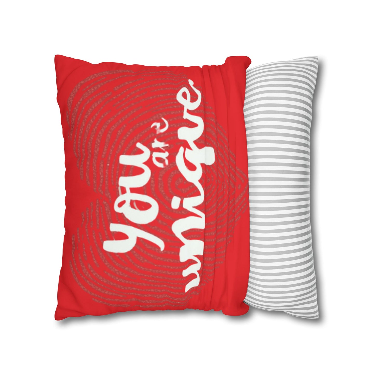 Hand-Lettered Message Red Pillowcase Square Poly Canvas Pillowcase | Bold Script Accent