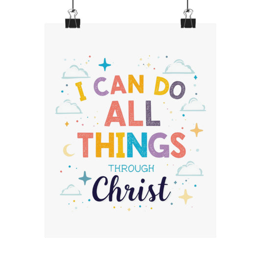 I Can Do All Things Through Christ Poster | Matte Vertical Inspirational Christian Wall Art
