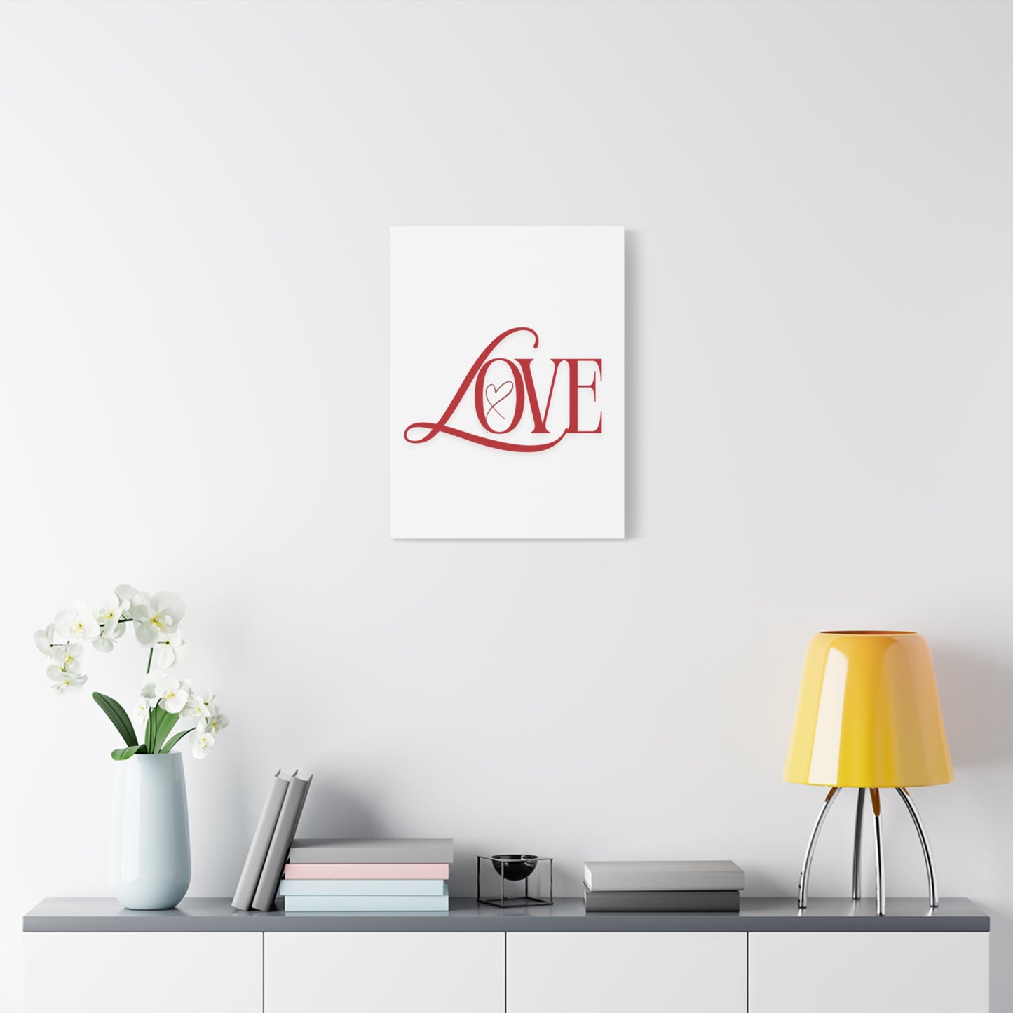 Red Script LOVE with Heart Canvas
