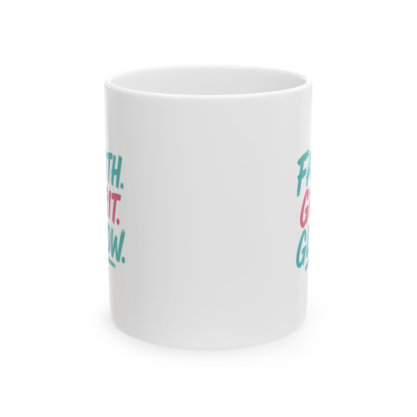 Inspirational Ceramic Mug - Faith, Gratitude, Growth - Motivational Coffee Cup for Home, Office, Gifts, Self-Care