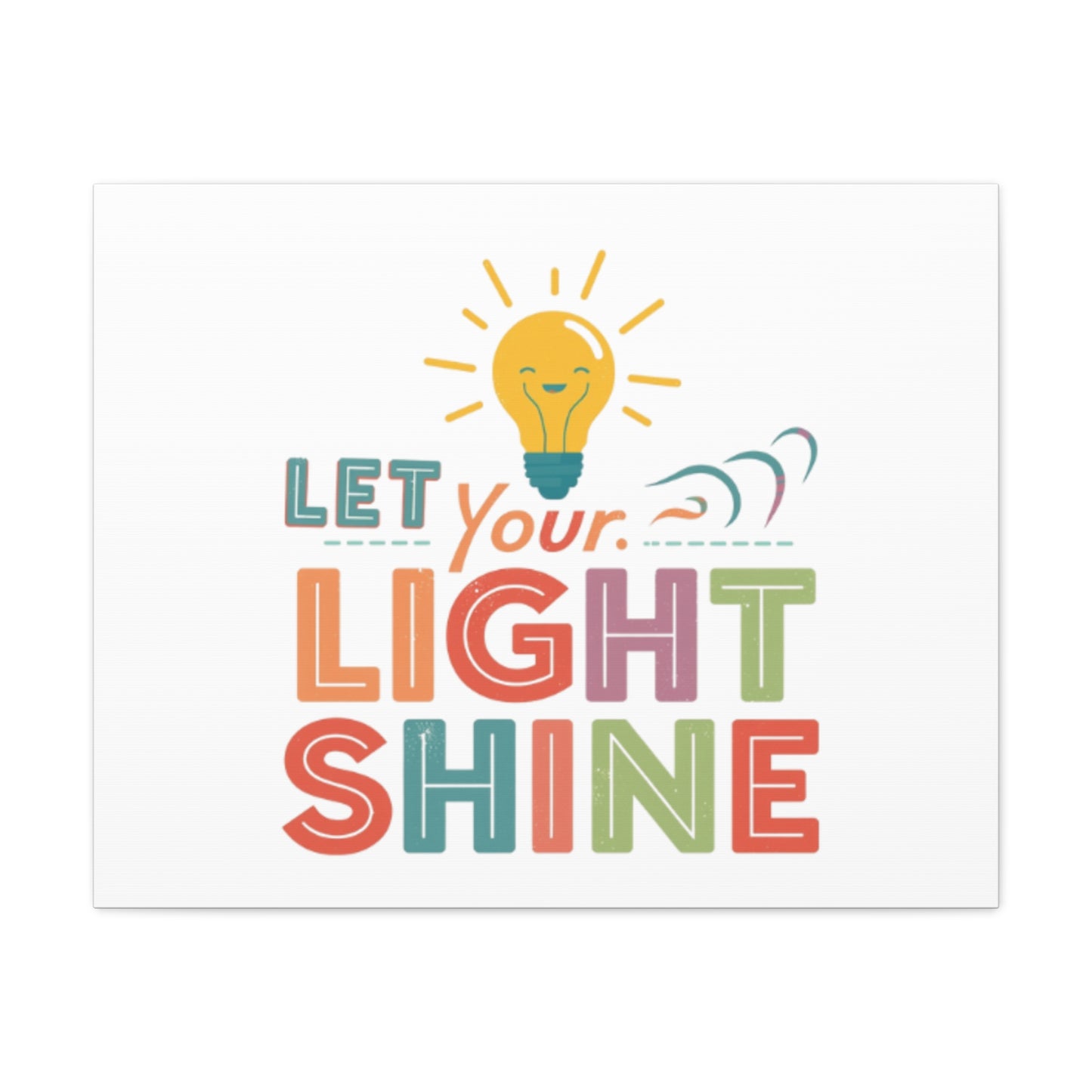 Let Your Light Shine Canvas Print | Smiling Lightbulb Wall Art