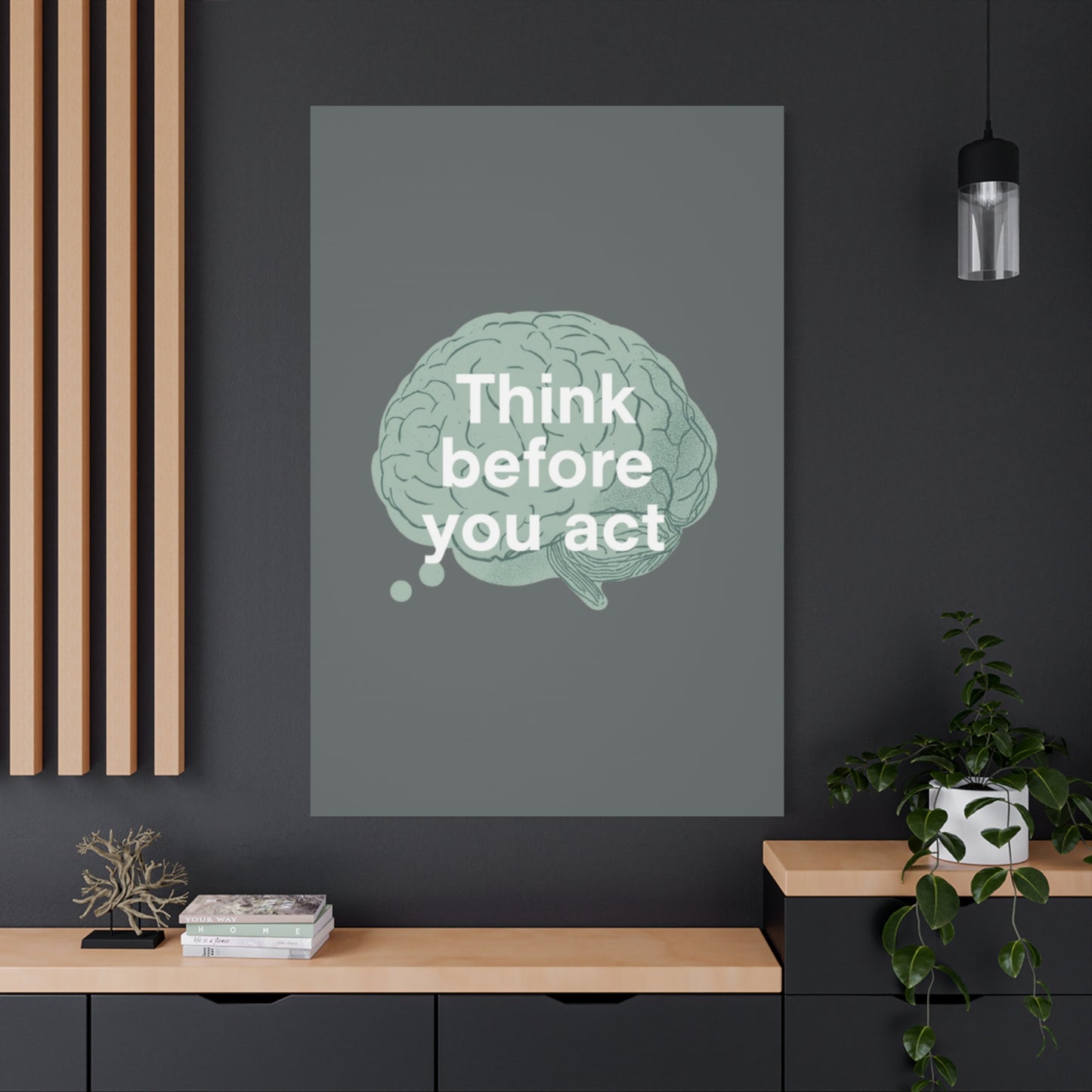 Think Before You Act brain illustration Canvas