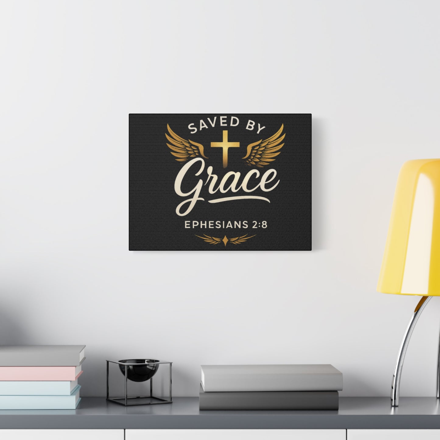 Christian Wall Art Canvas, Saved by Grace Inspirational Decor, Ephesians 2:8 Home Decoration, Faith-Based Gift, Religious Artwork, [...]