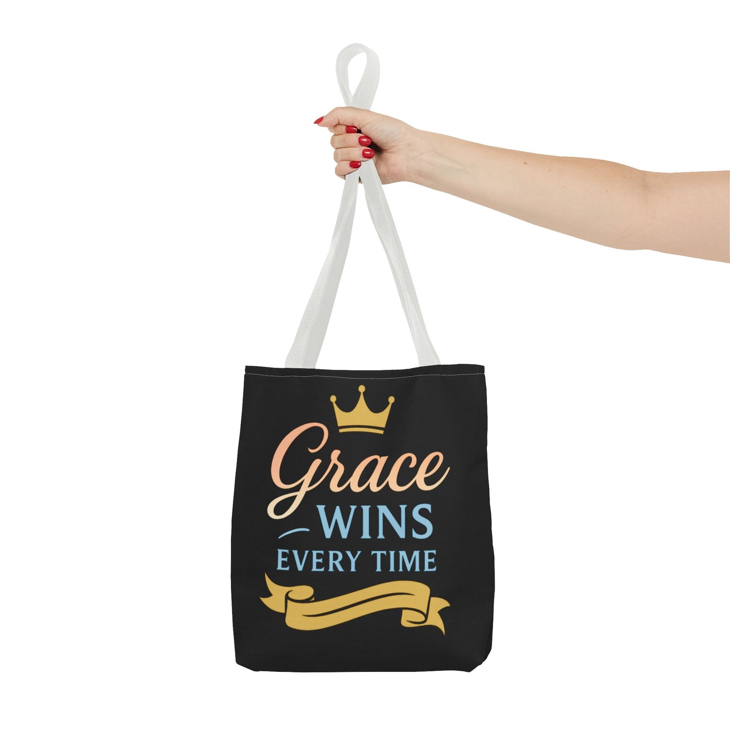 Grace Wins Tote Bag - Inspirational Quote Bag, Motivational Gift, Everyday Use, Fashion Accessory, Encouragement Gift